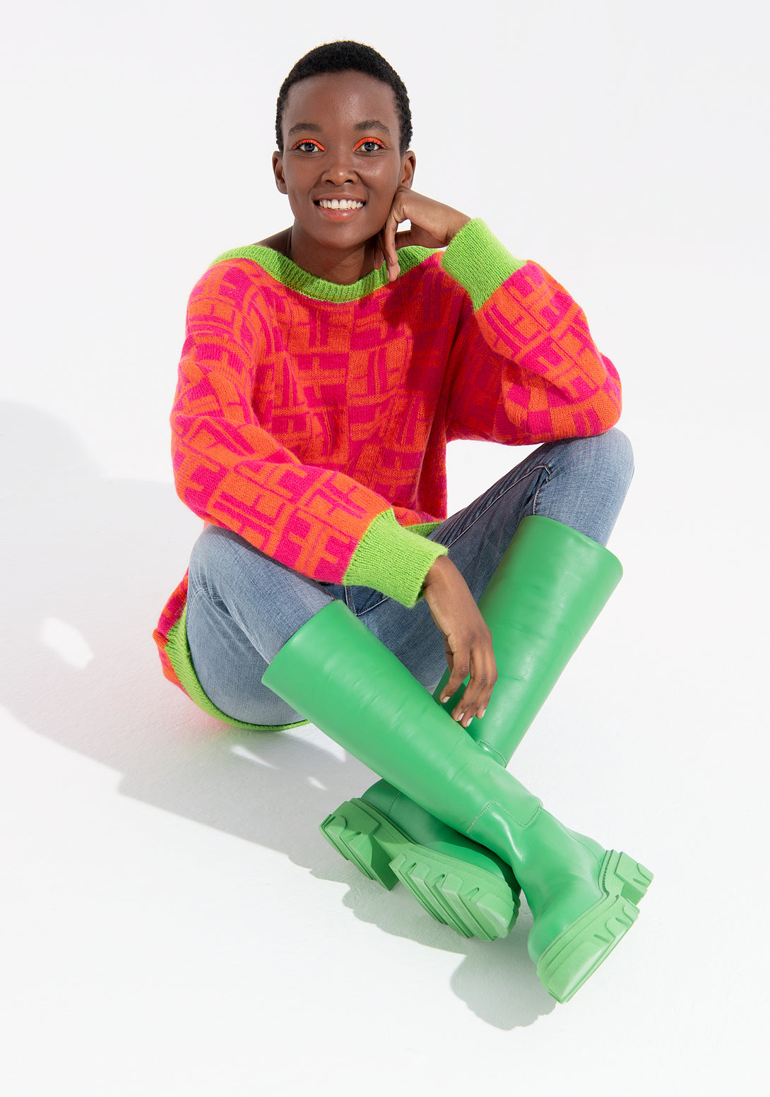Knitwear wide fit with jacquard logo effect