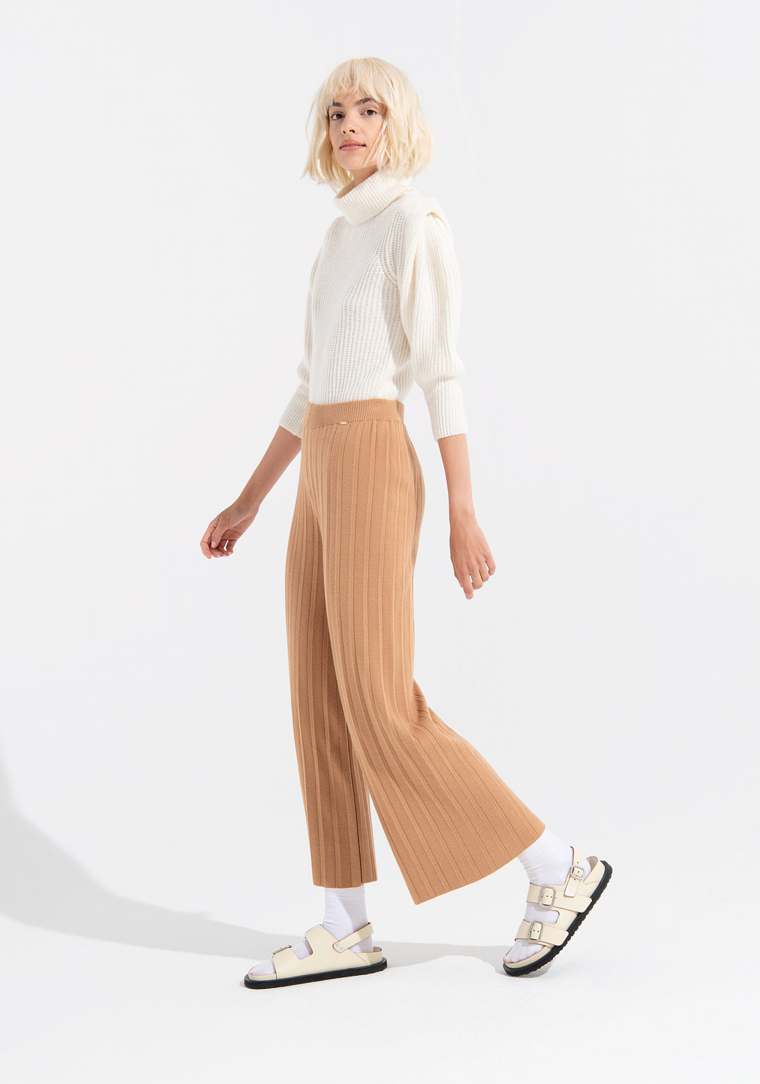 Knitted pant wide fit with ribs Fracomina FI21WV9001K45901-093