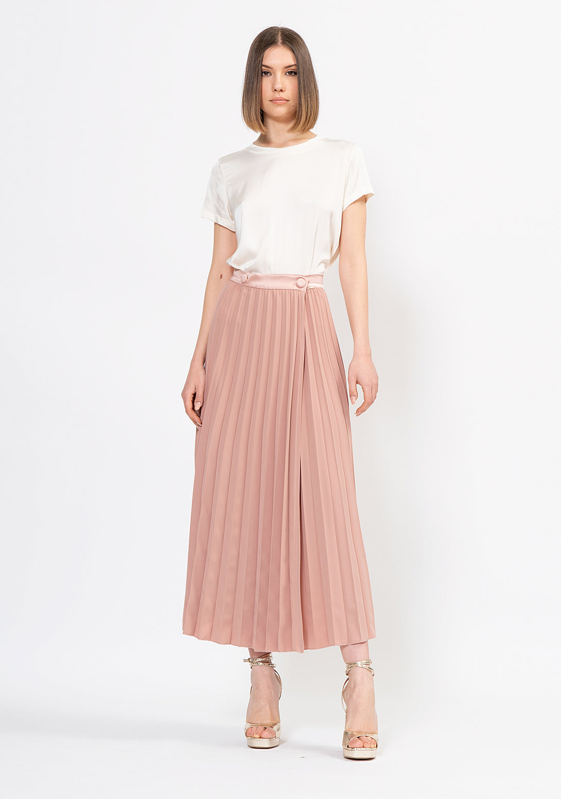 Long skirt wide fit with plissè effect Fracomina FI22SG3001W476F9-103
