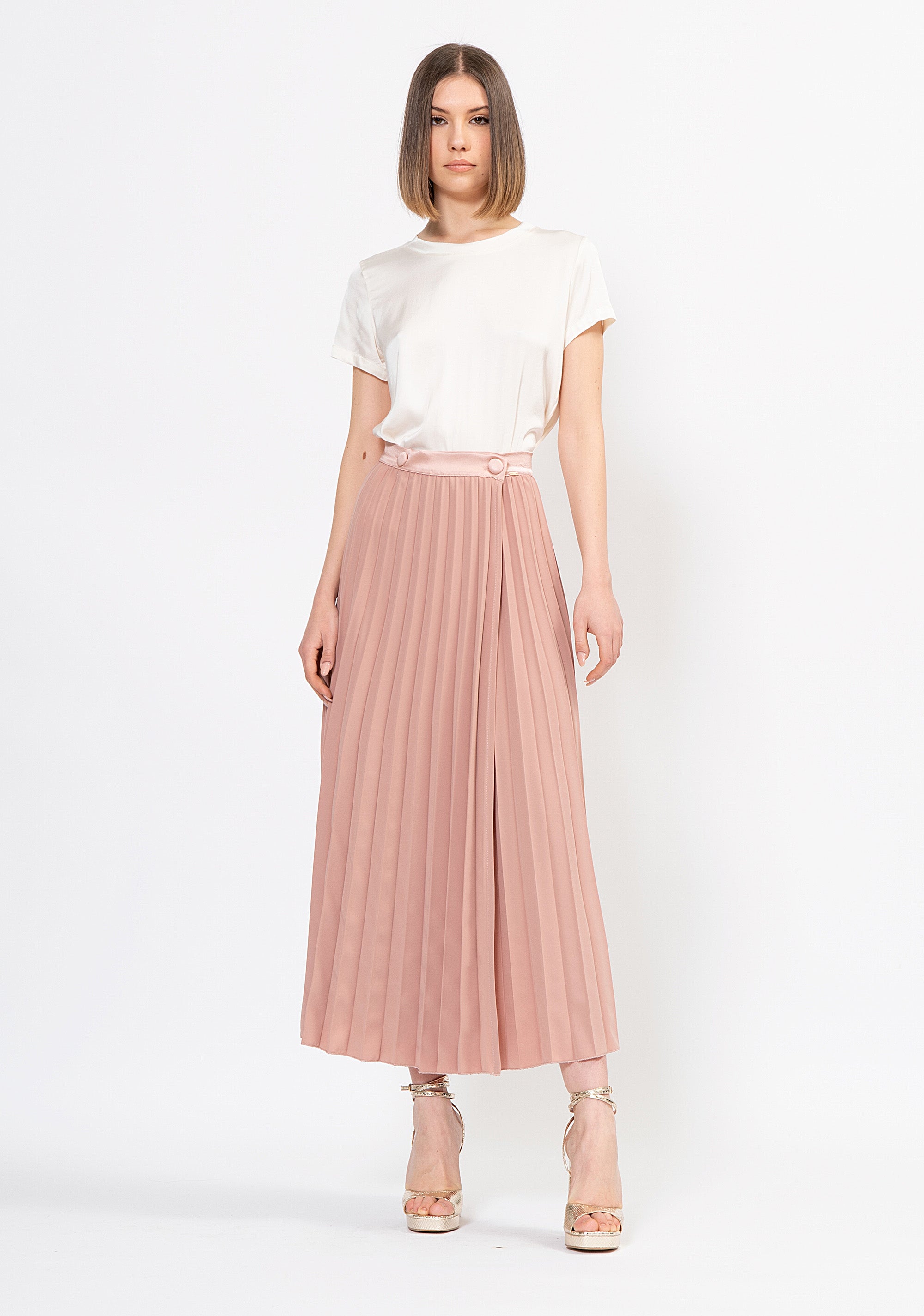 Long skirt wide fit with plissè effect Fracomina FI22SG3001W476F9-103