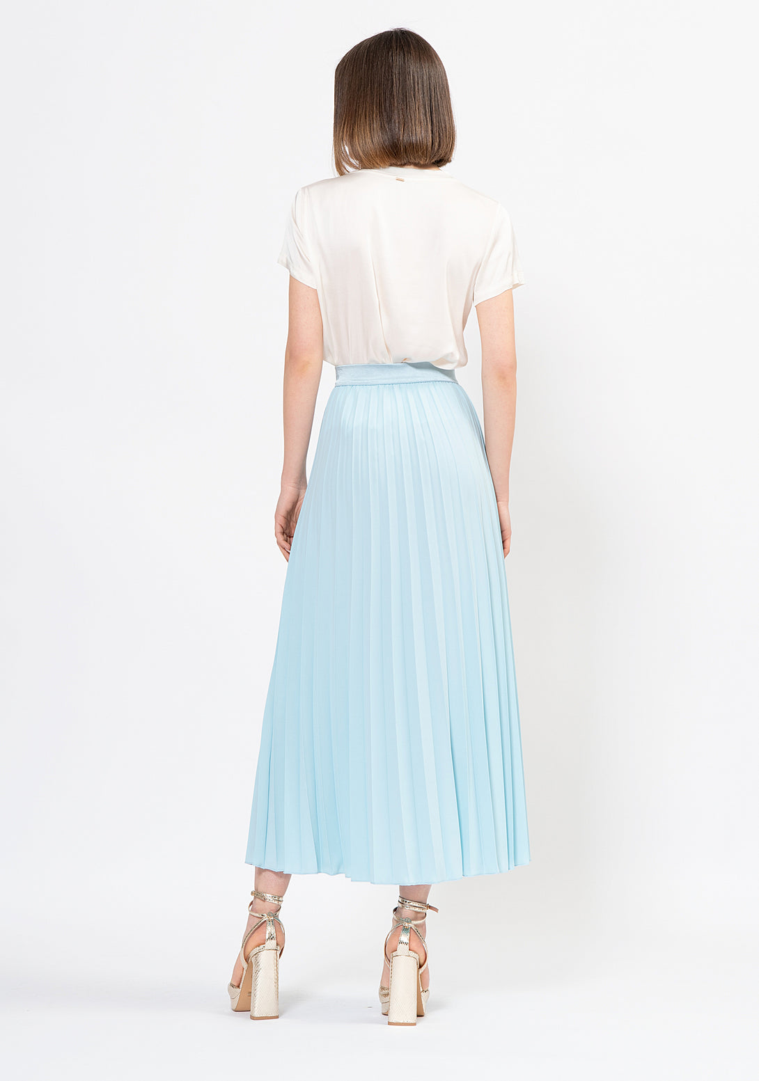 Long skirt wide fit with plissè effect