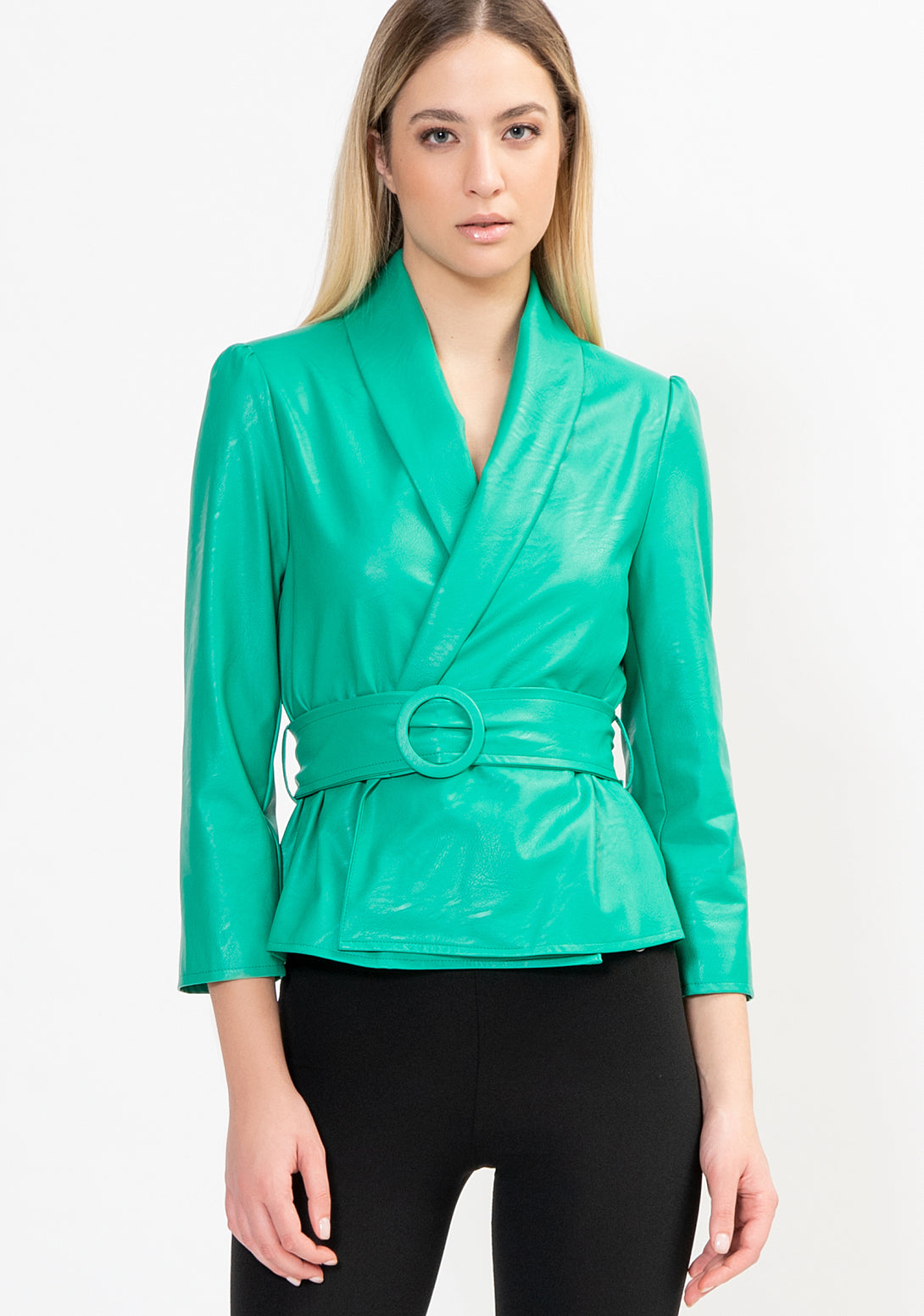 Jacket regular fit made in eco leather with hammered effect