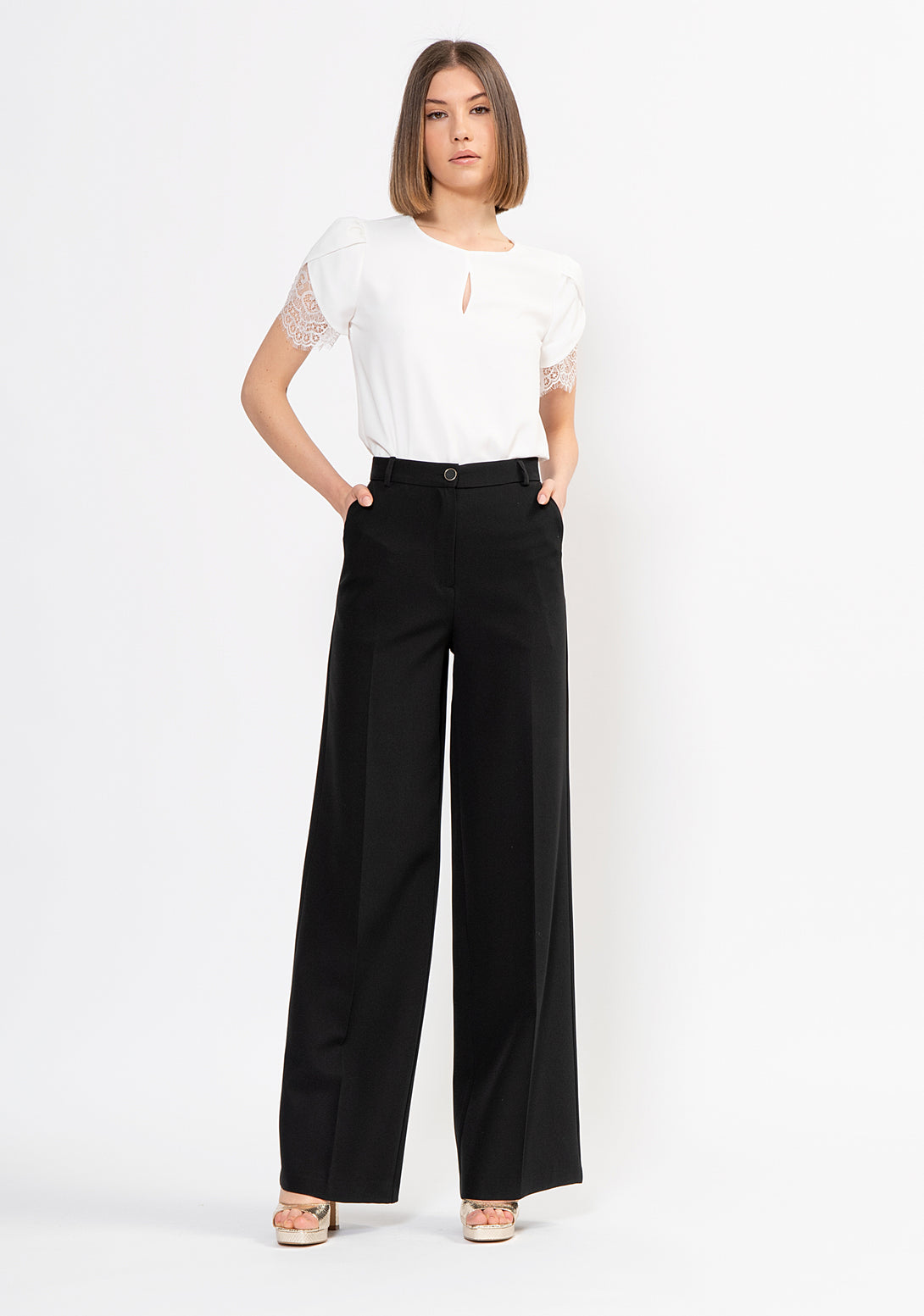Palazzo pant flare made in crèpe Fracomina FI22SV3002W42901-053