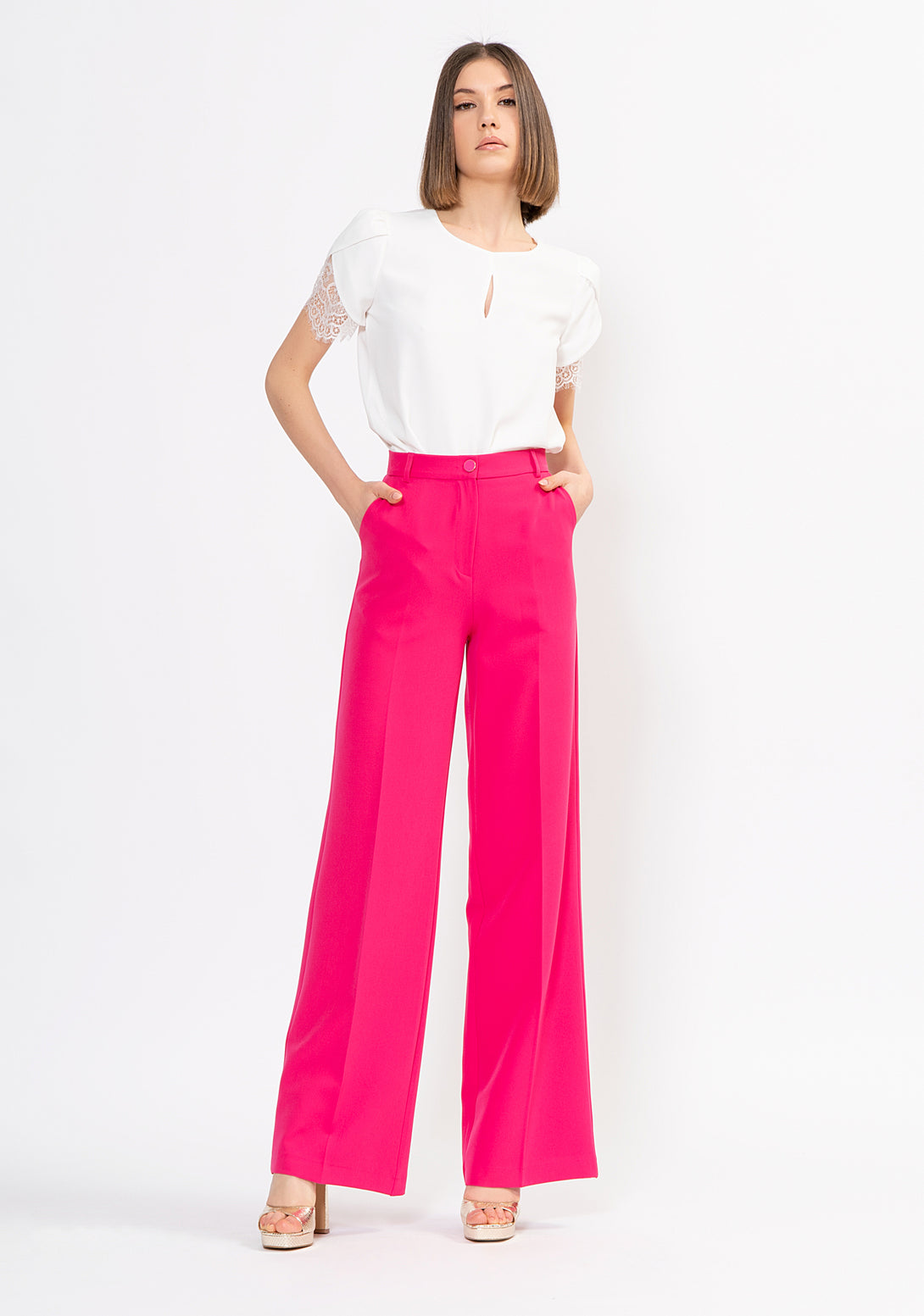 Palazzo pant flare made in crèpe Fracomina FI22SV3002W42901-148