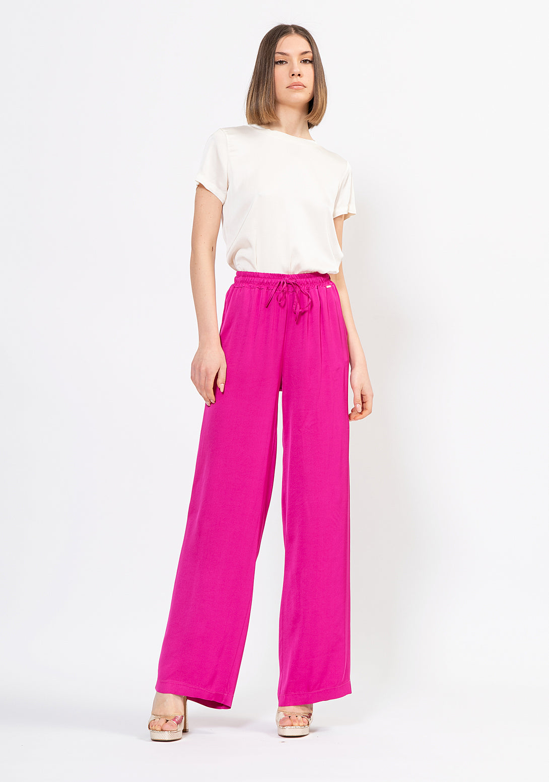 Palazzo pant wide fit made in soft viscose Fracomina FI22SV3005W45101-148