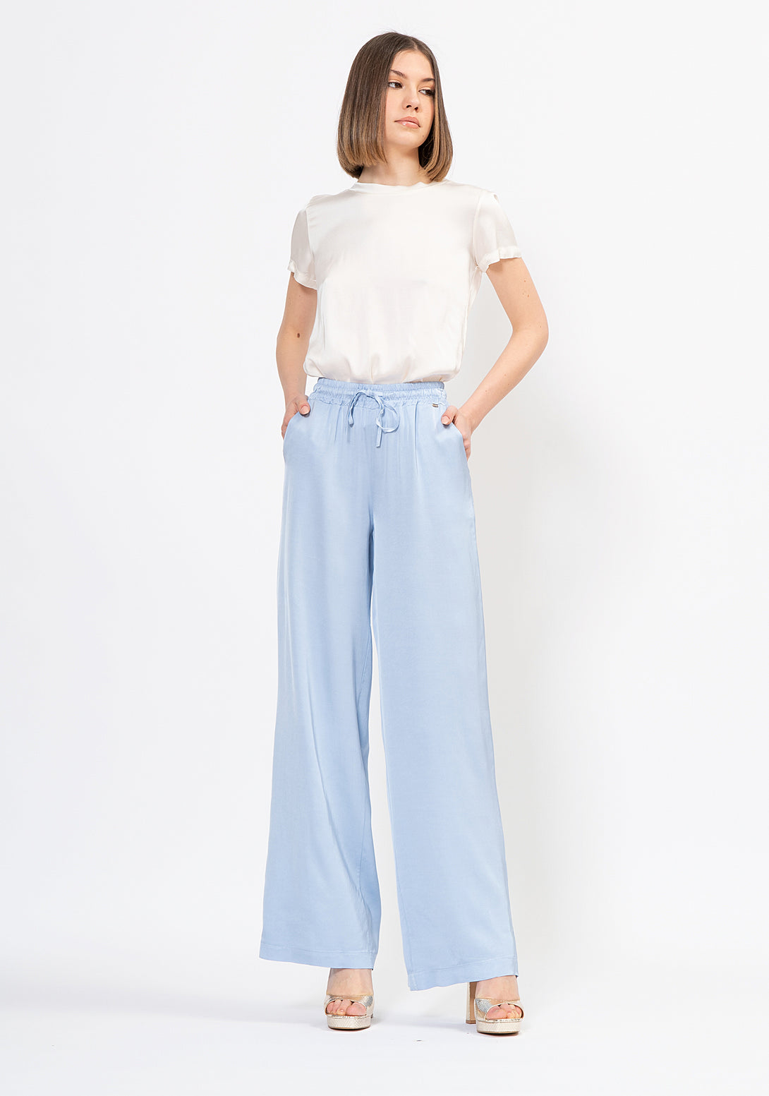 Palazzo pant wide fit made in soft viscose Fracomina FI22SV3005W45101-422