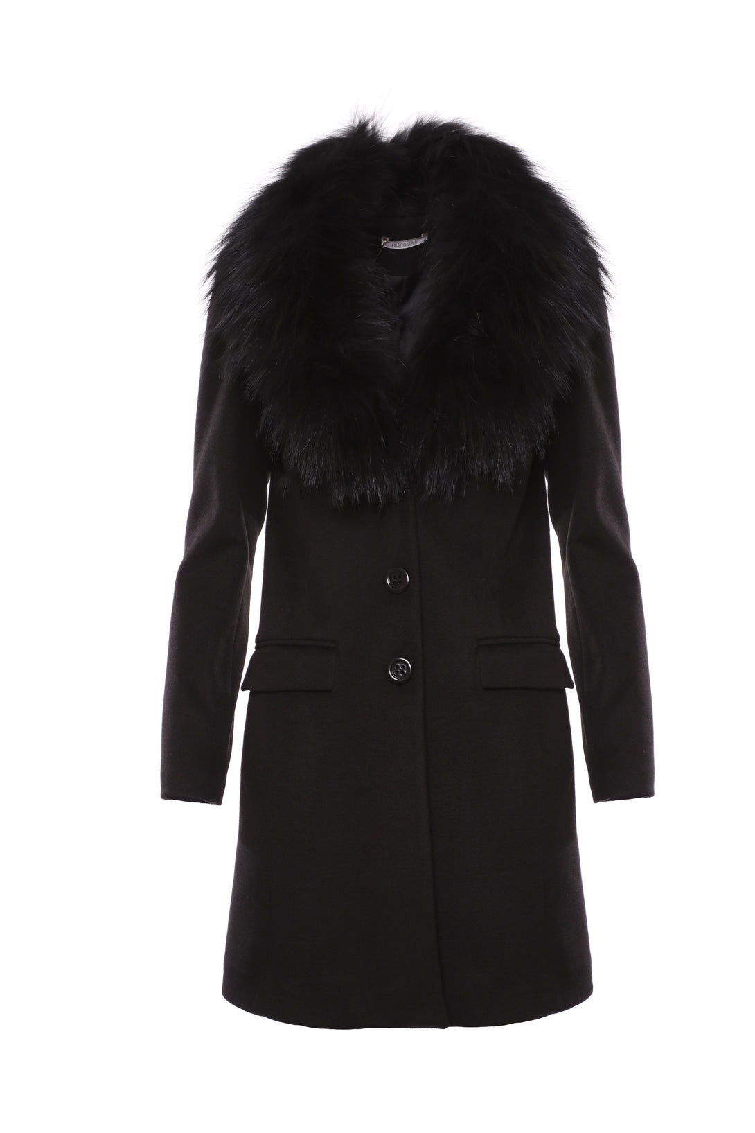 Single breasted slim coat with neck in eco-fur Fracomina FI22WC1001W486F3-053
