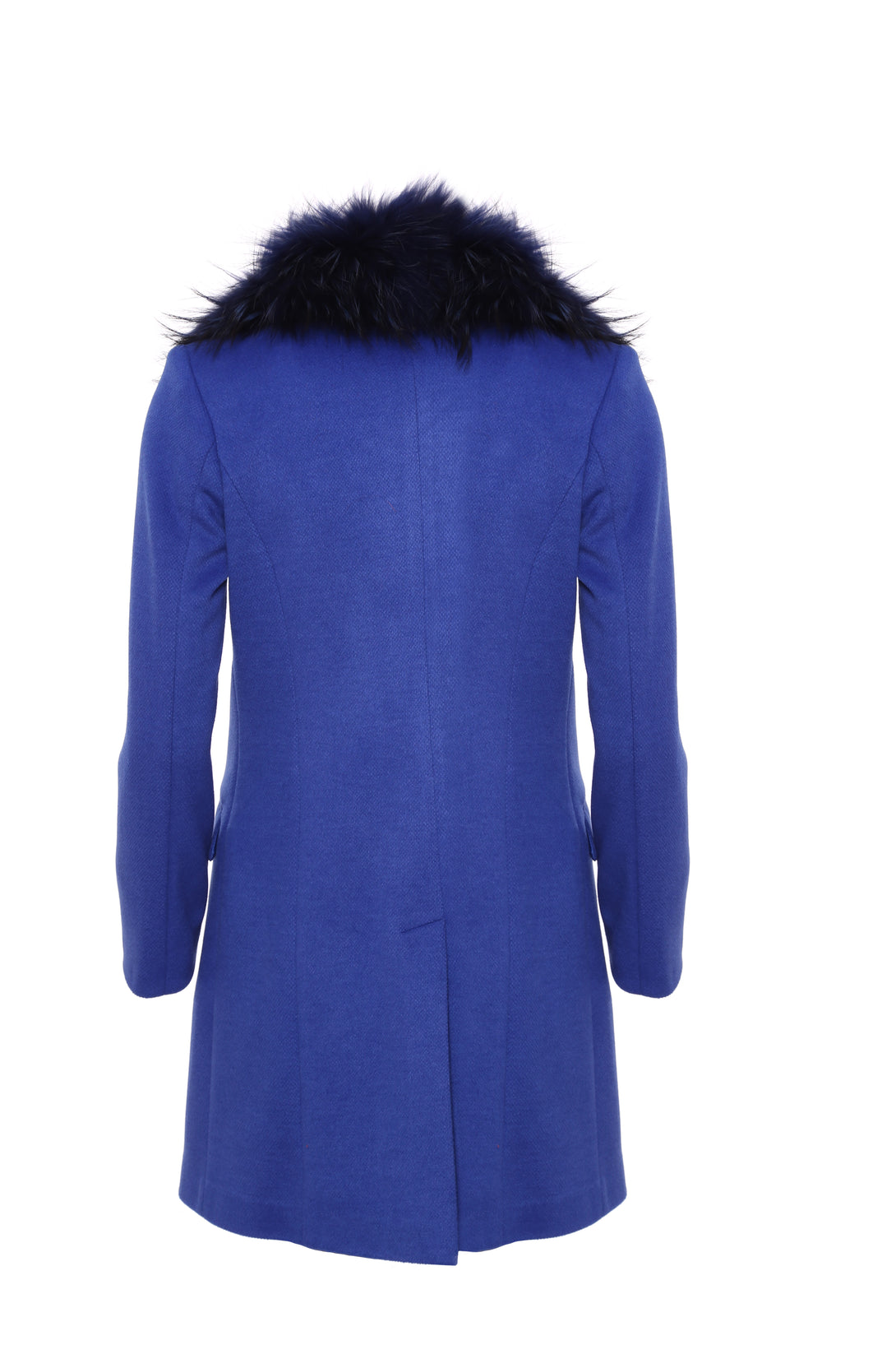 Single breasted slim coat with neck in eco-fur