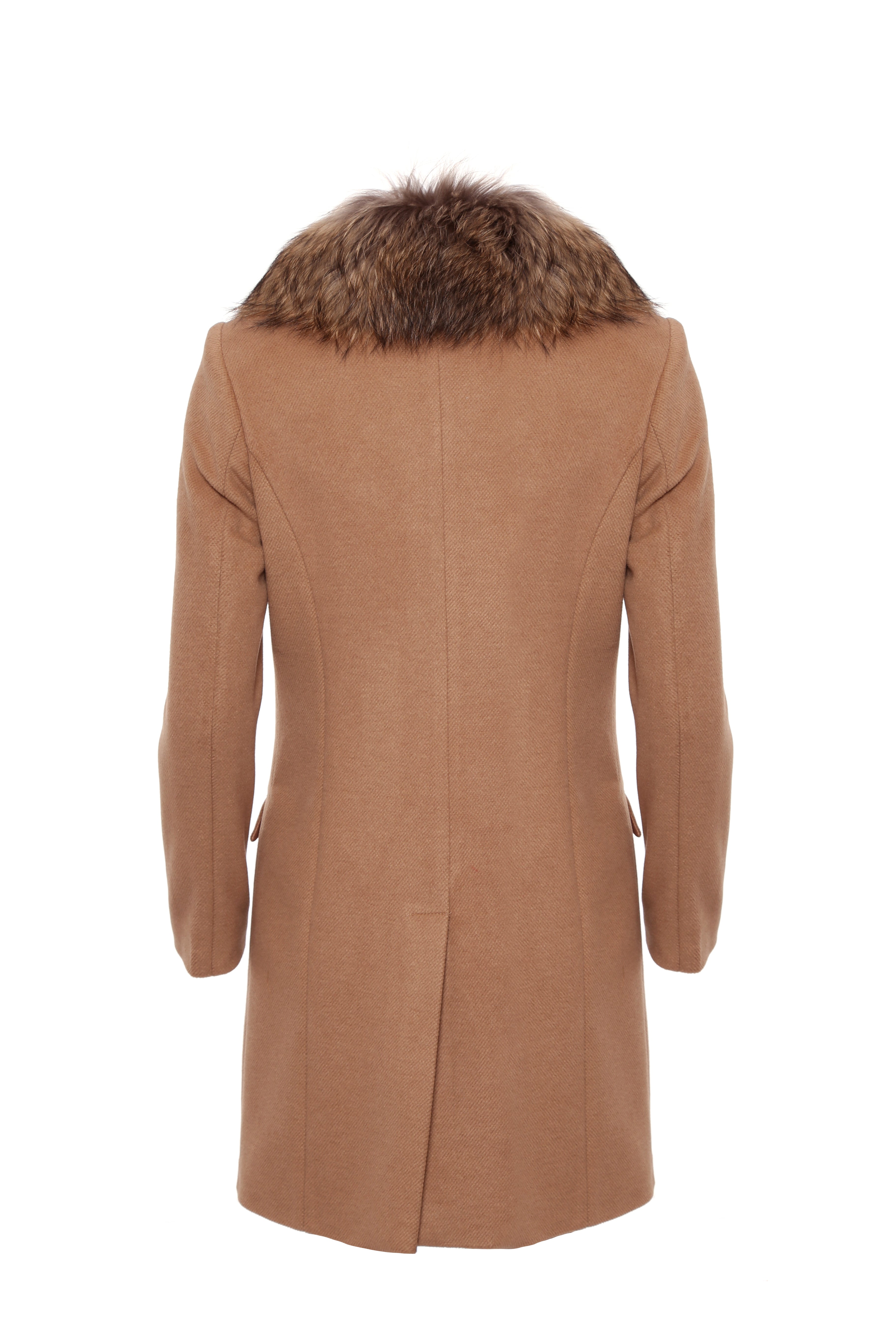 Single breasted slim coat with neck in eco-fur Fracomina FI22WC1001W486F3-093_R