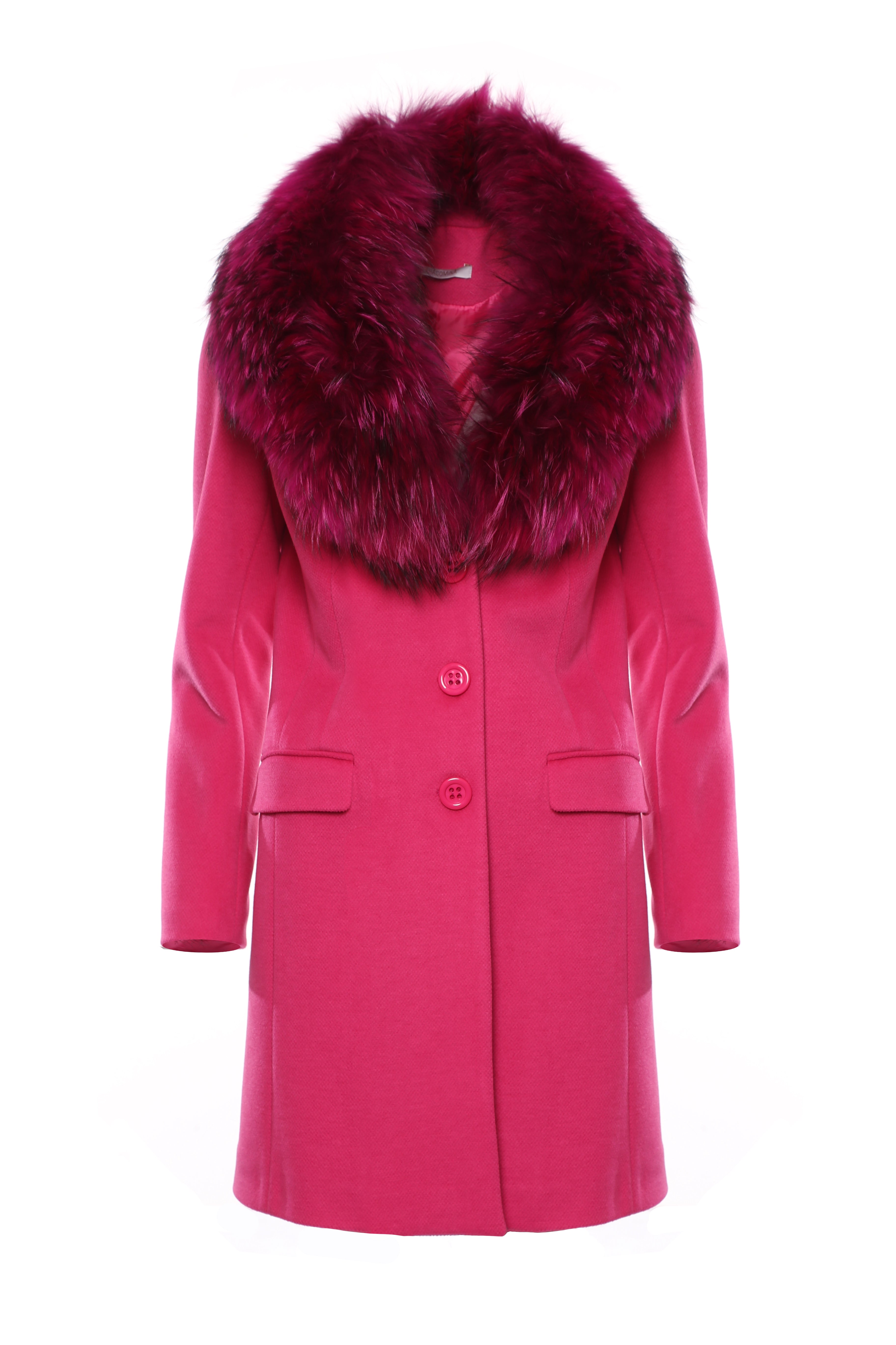 Single breasted slim coat with neck in eco-fur Fracomina FI22WC1001W486F3-148