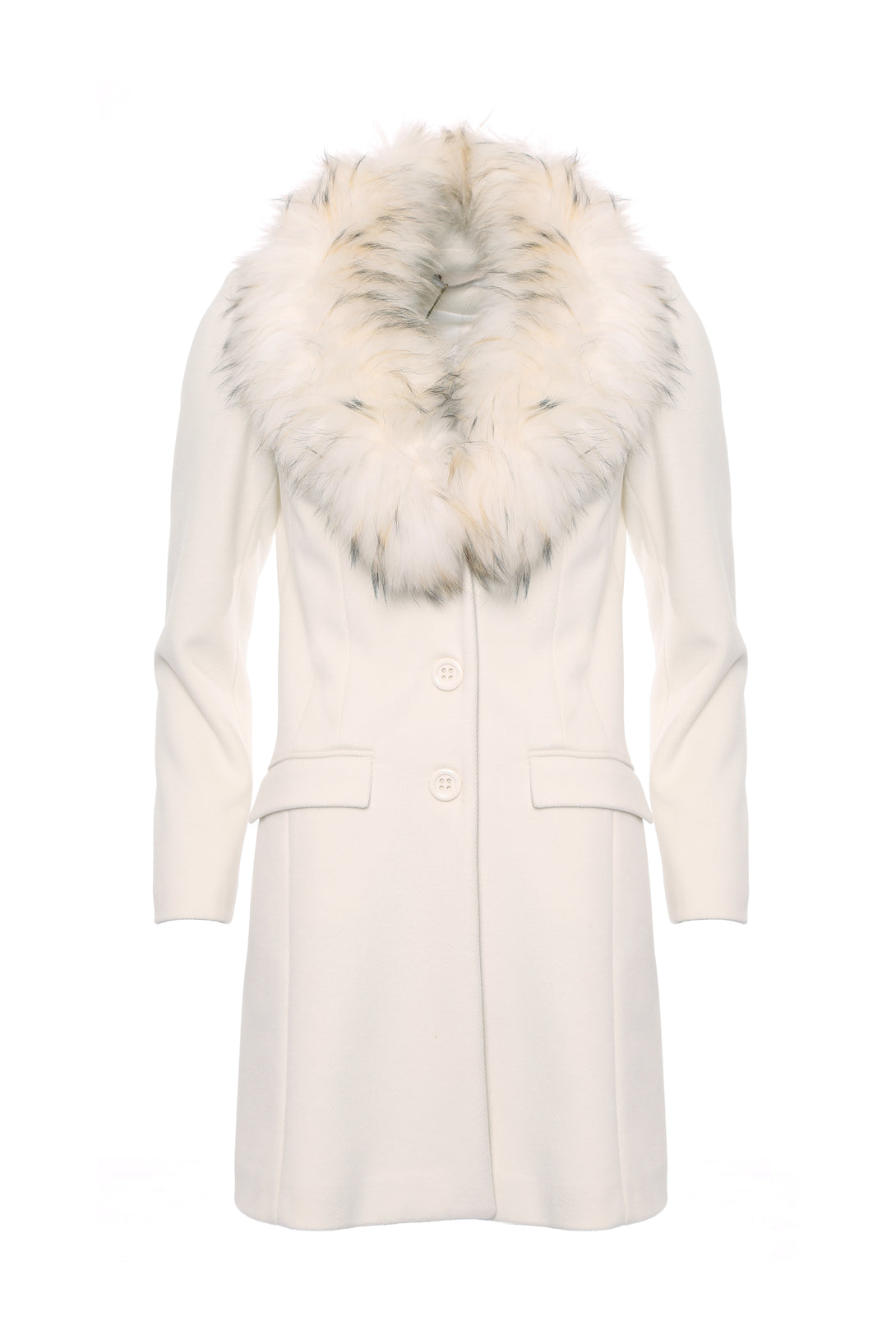 Single breasted slim coat with neck in eco-fur Fracomina FI22WC1001W486F3-278