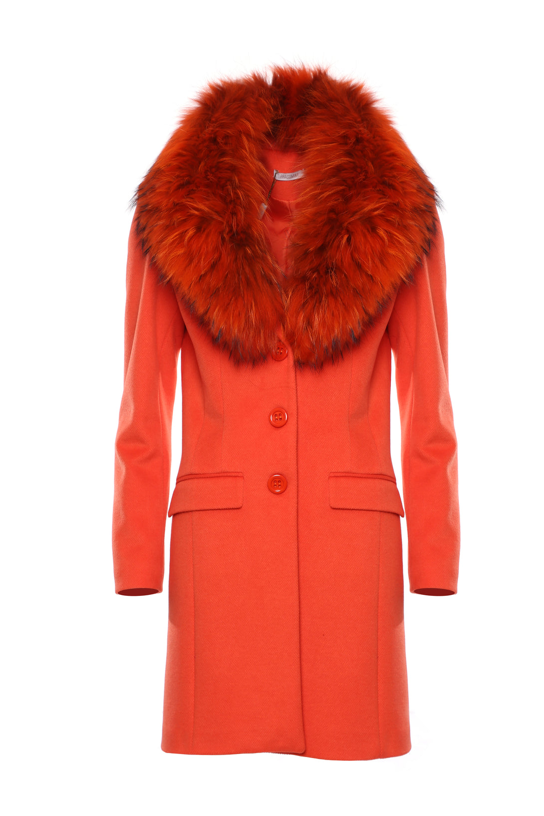 Single breasted slim coat with neck in eco-fur Fracomina FI22WC1001W486F3-376