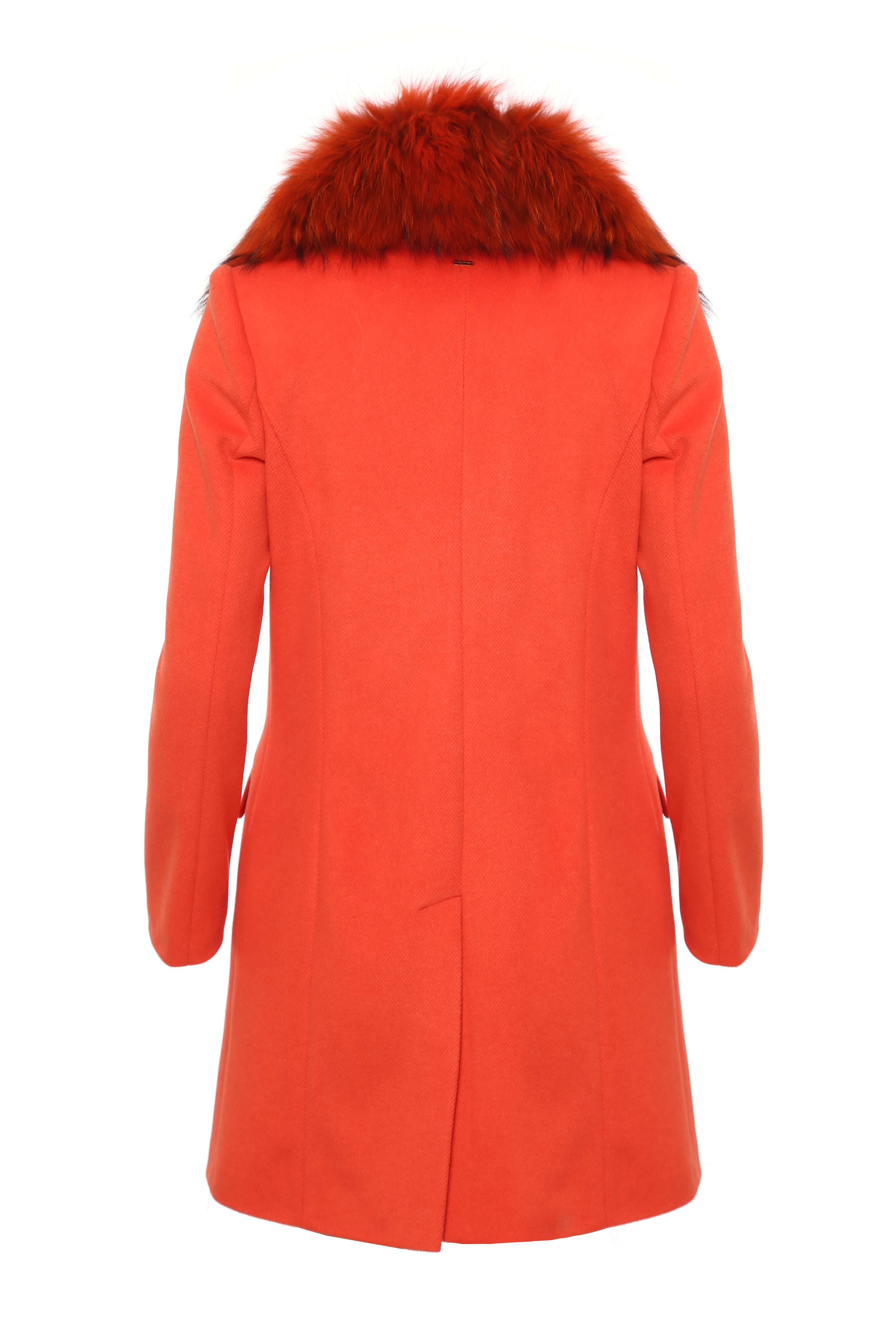 Single breasted slim coat with neck in eco-fur Fracomina FI22WC1001W486F3-376_R