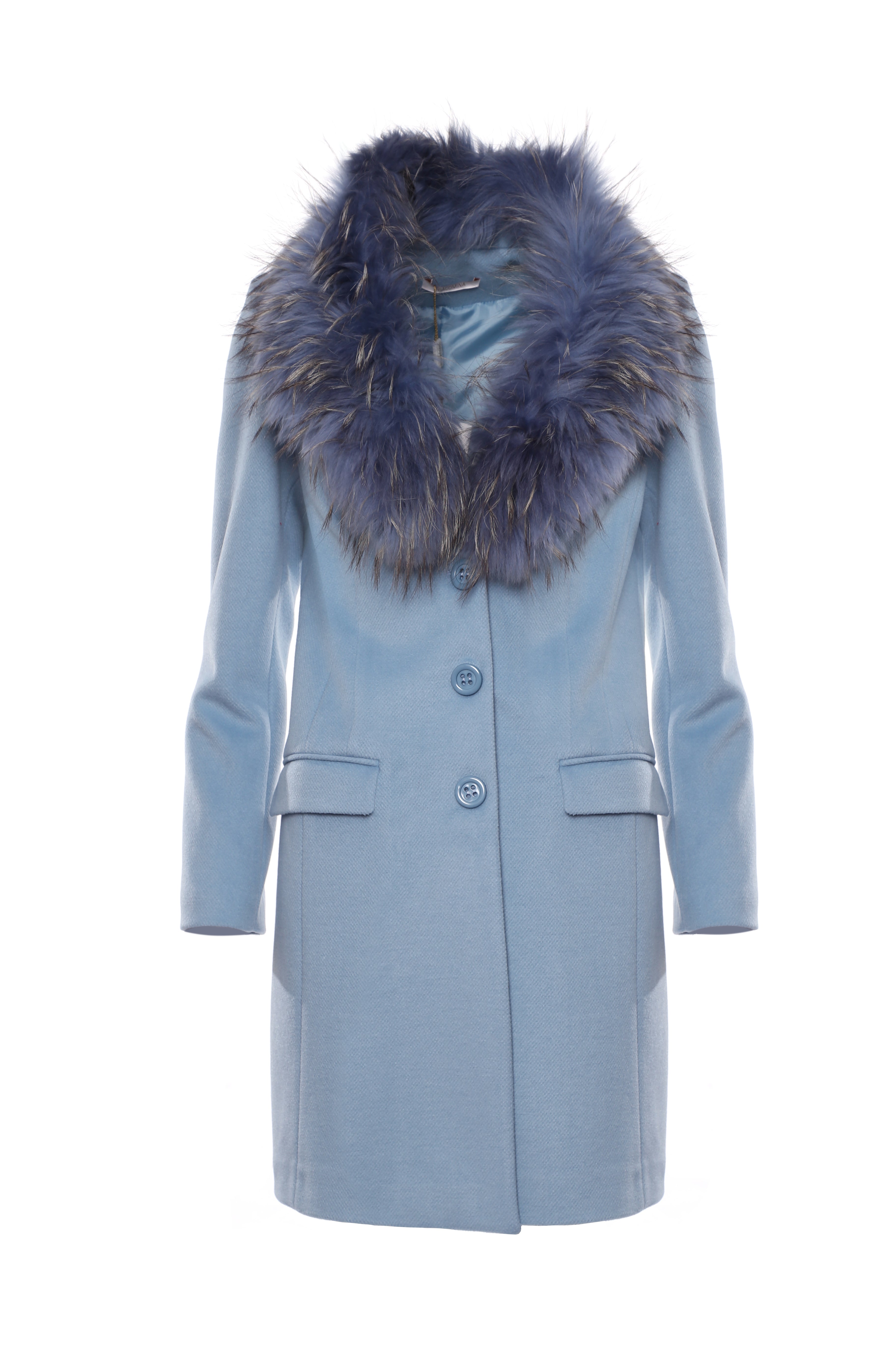 Single breasted slim coat with neck in eco-fur Fracomina FI22WC1001W486F3-422