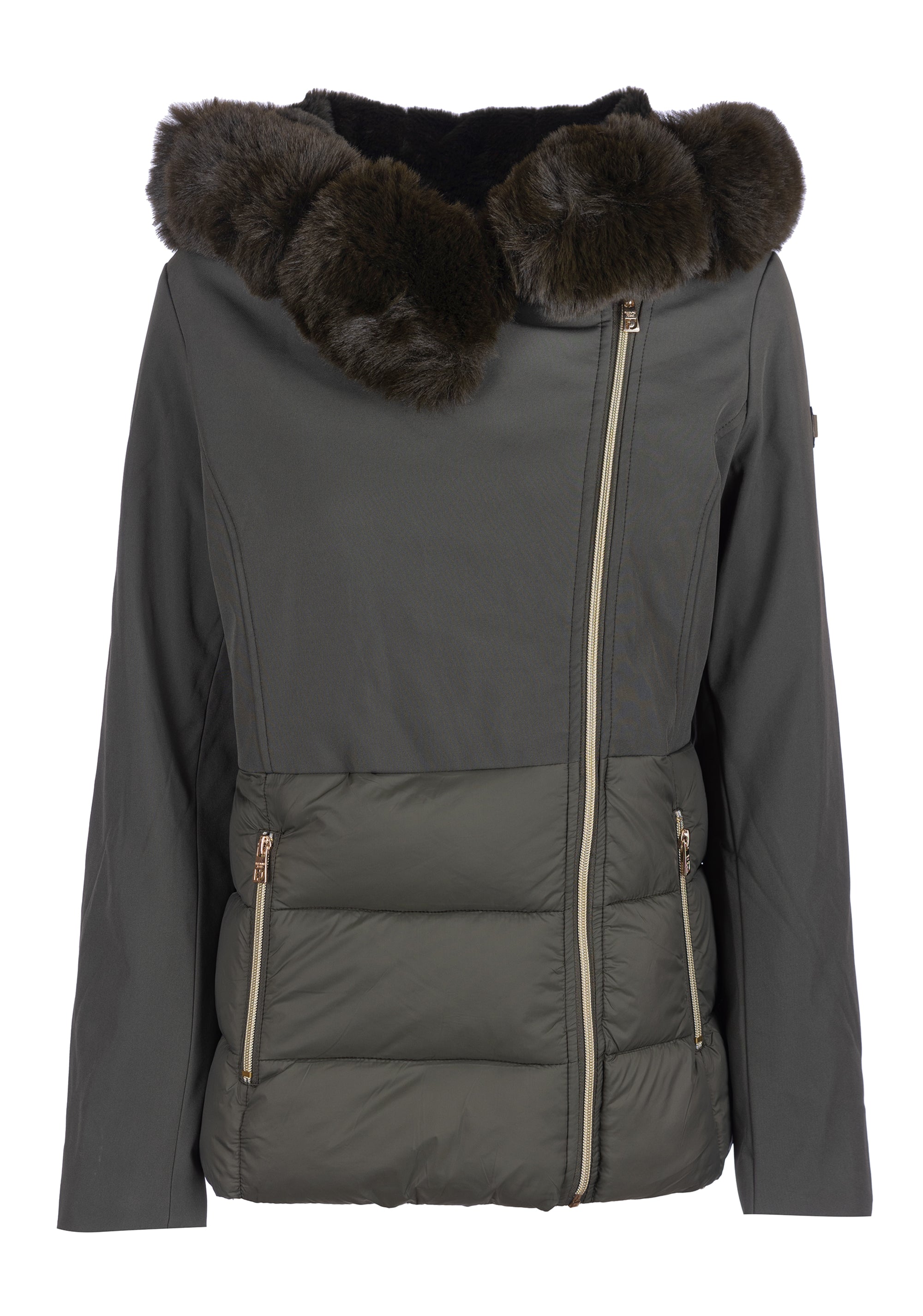 Padding jacket regular fit, long, with eco fur neck applied Fracomina FI22WC3006O44201-205