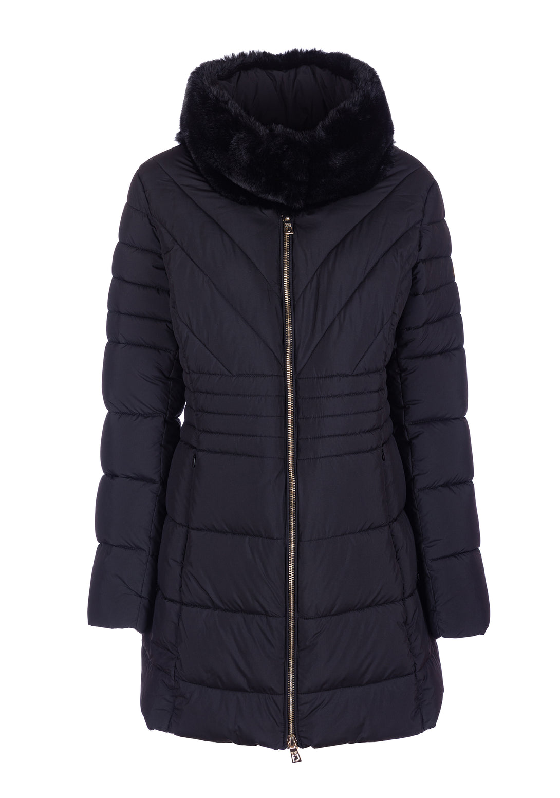 Long padded jacket regular fit with neck made in eco fur Fracomina FI22WC3007O41201-053