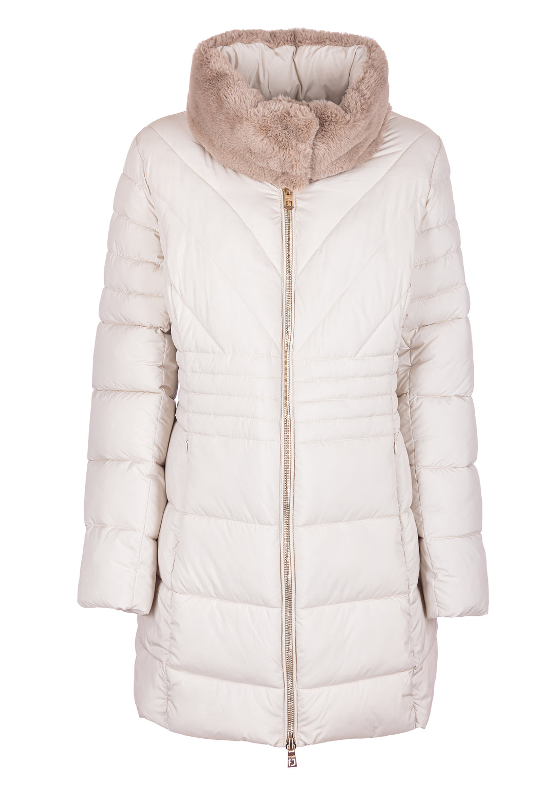 Long padded jacket regular fit with neck made in eco fur Fracomina FI22WC3007O41201-208