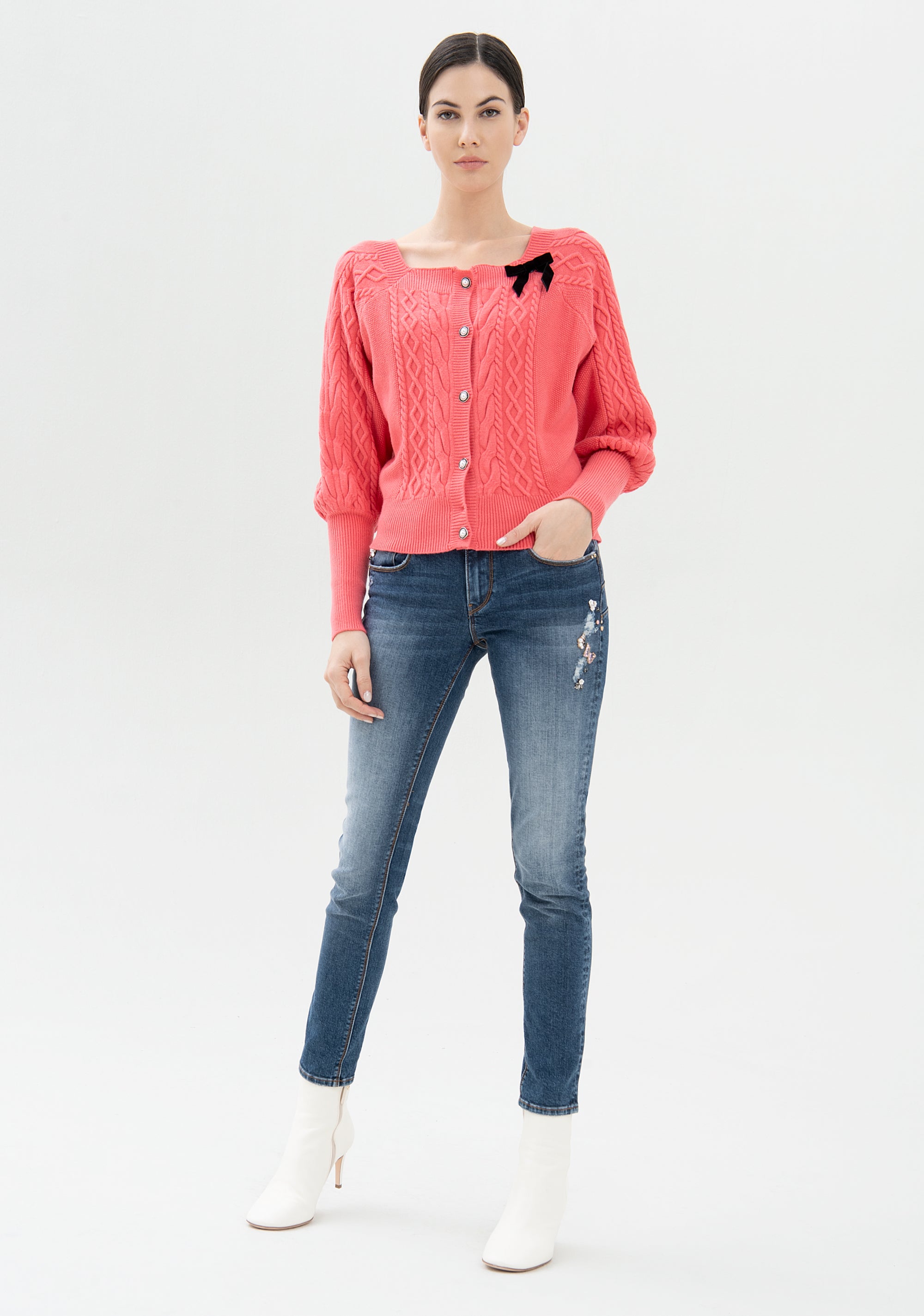 Cardigan regular fit with plaits Fracomina FI22WT8001K51301-107