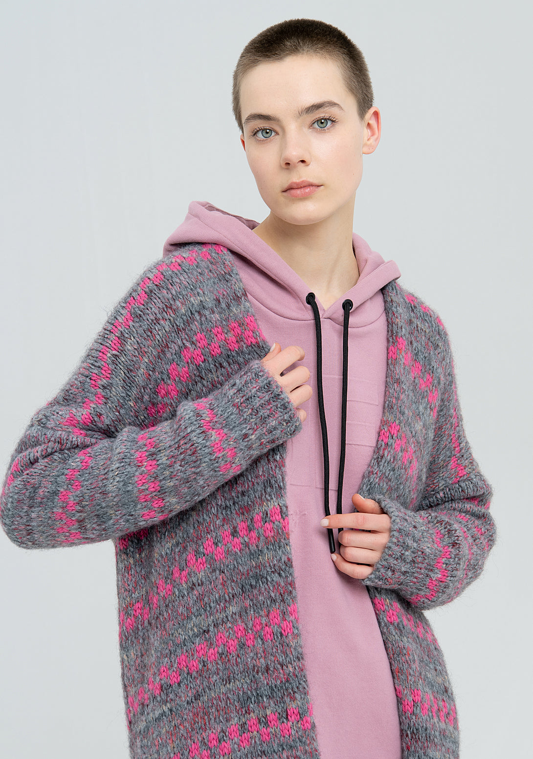 Cardigan regular fit, long, with jacquard Fracomina FJ22WT8004K45701-L69-2