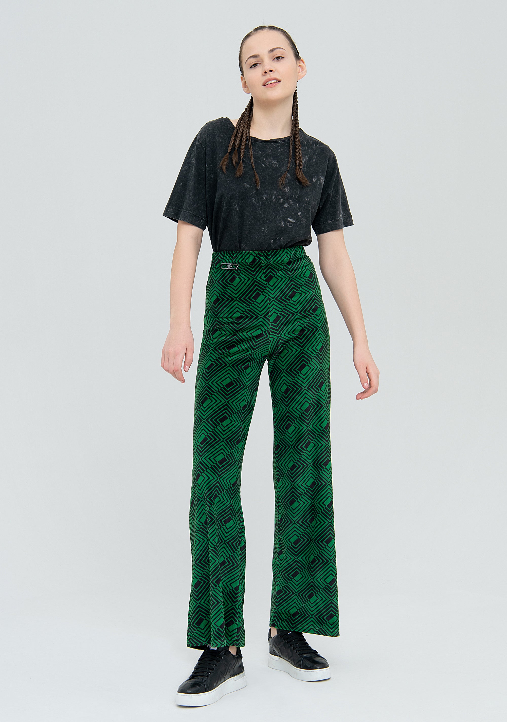 Palazzo pant with geometric pattern Fracomina FJ22WV3005W597N4-C74