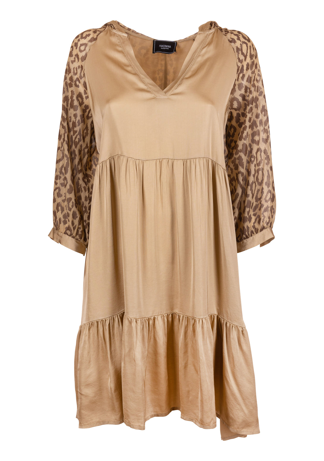Dress A-shape made in viscose and with printed sleeves