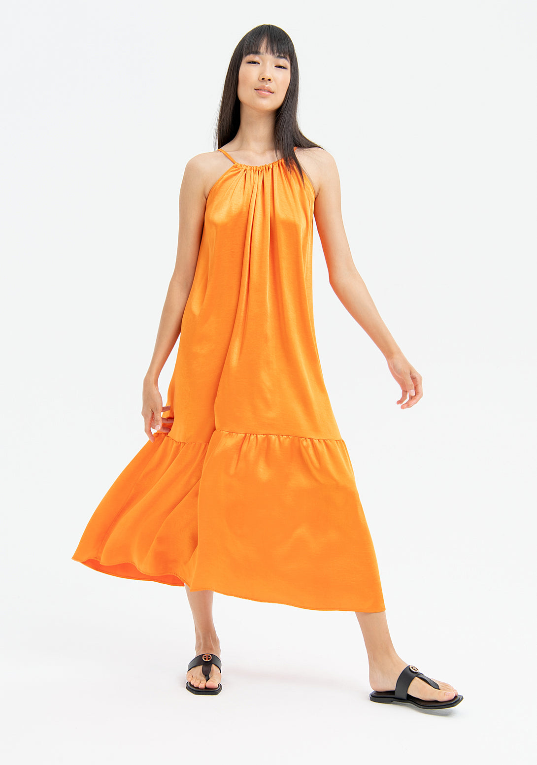 Dress A-shape made in satin Fracomina FJ23SD3001W47001-376-1