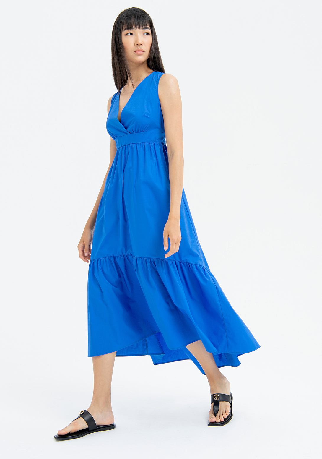 Sleeveless dress middle length made in cotton popeline Fracomina FJ23SD3004W40001-078-3