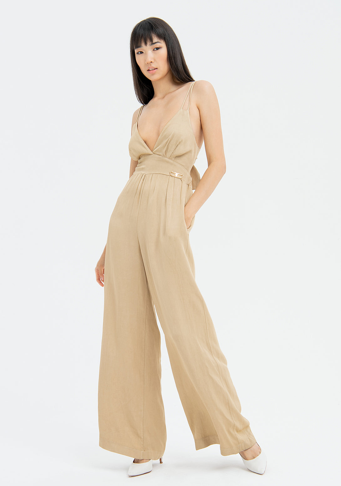 Long overall regular fit made in satin tencel and viscose Fracomina FJ23SO2001W61701-I62-1