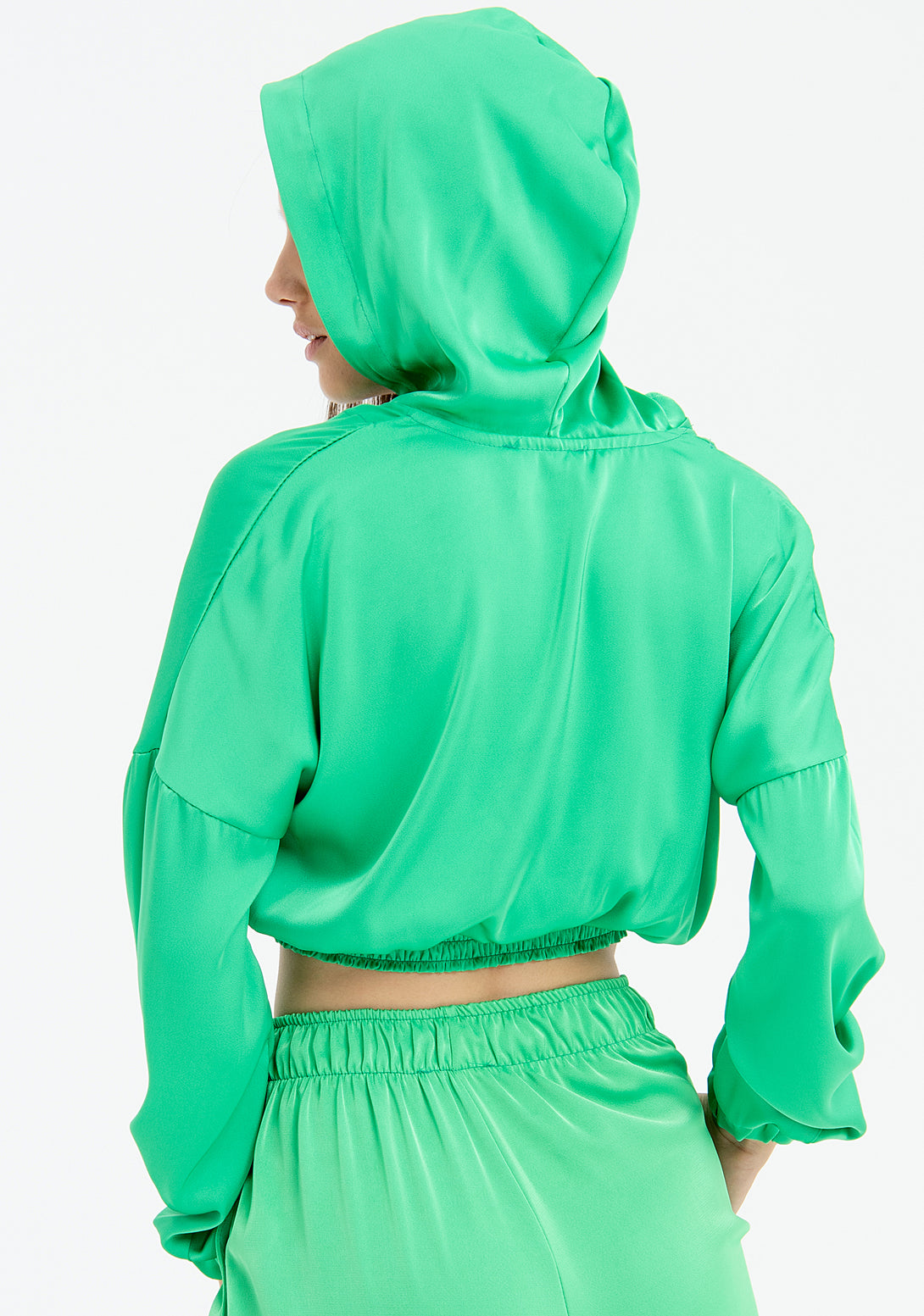 Blouse cropped made in satin with hood Fracomina FJ23ST1005W47001-506-3