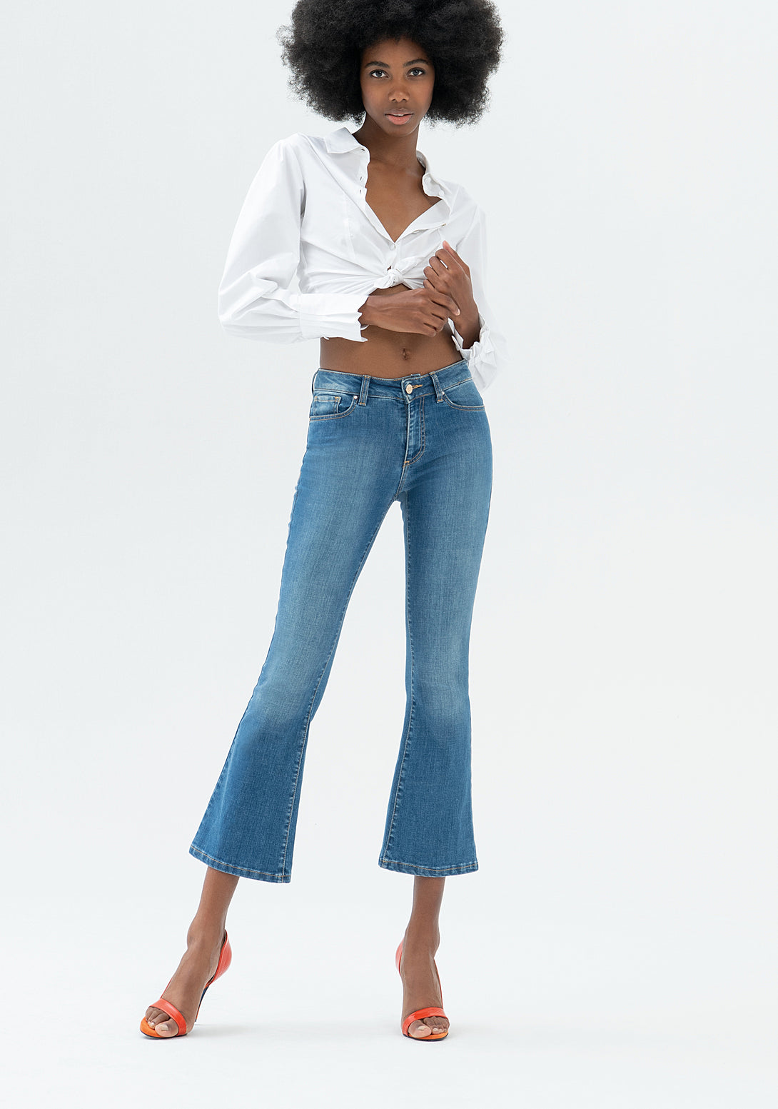 Jeans Bella flare cropped made with a sophisticated stretch denim Fracomina FP000V8030D40102-349