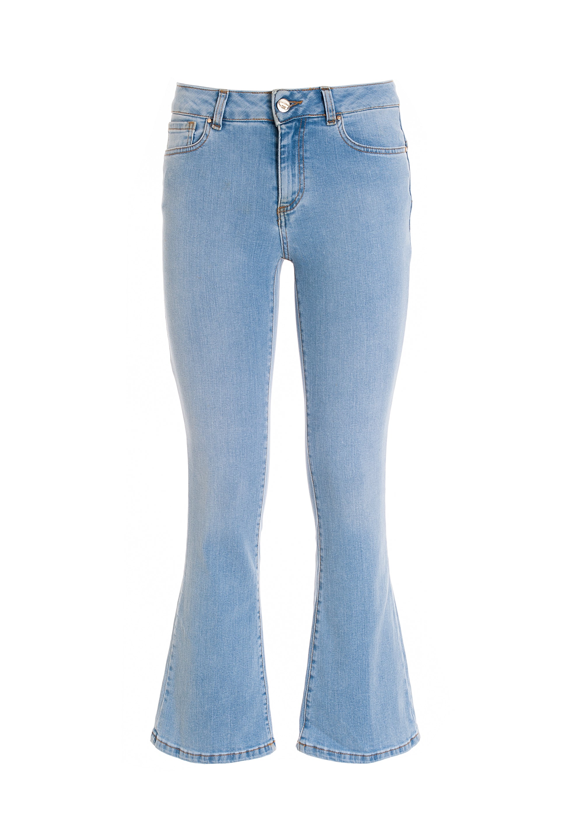 Jeans Bella flare cropped made with a sophisticated stretch denim with a light wash Fracomina FP000V8030D40103-062_79106f77-86c4-4e03-9dd5-a2b54673dc2b