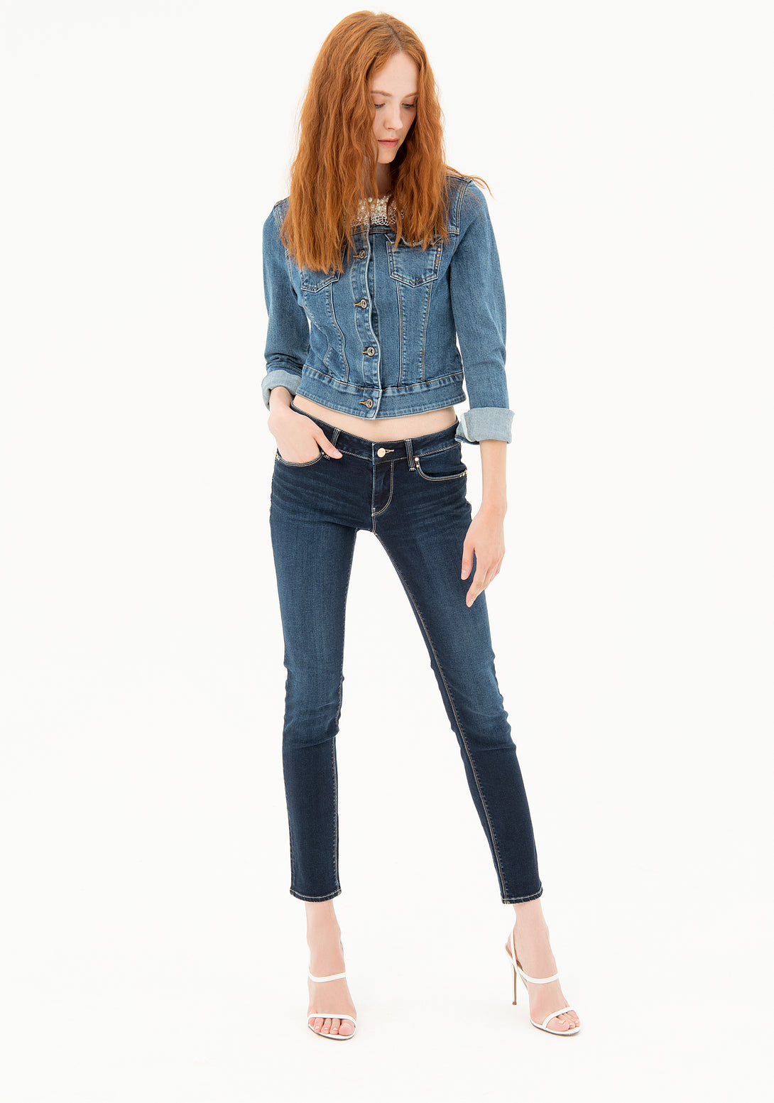 Jeans skinny fit with push-up effect made in stretch denim with dark blue wash Fracomina FP21SP5009D40801