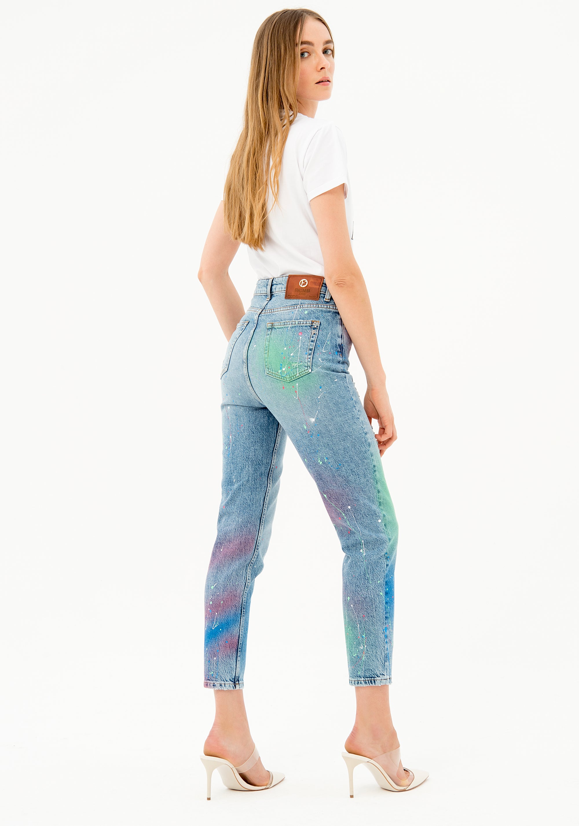 Jeans boyfriend fit made in denim with middle wash and stains Fracomina FP21SP5031D40101_4