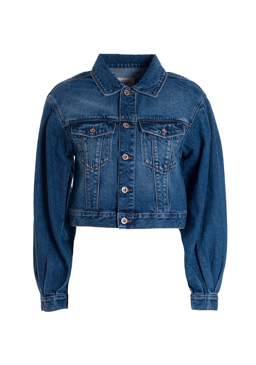 Jacket cropped made in denim with middle wash