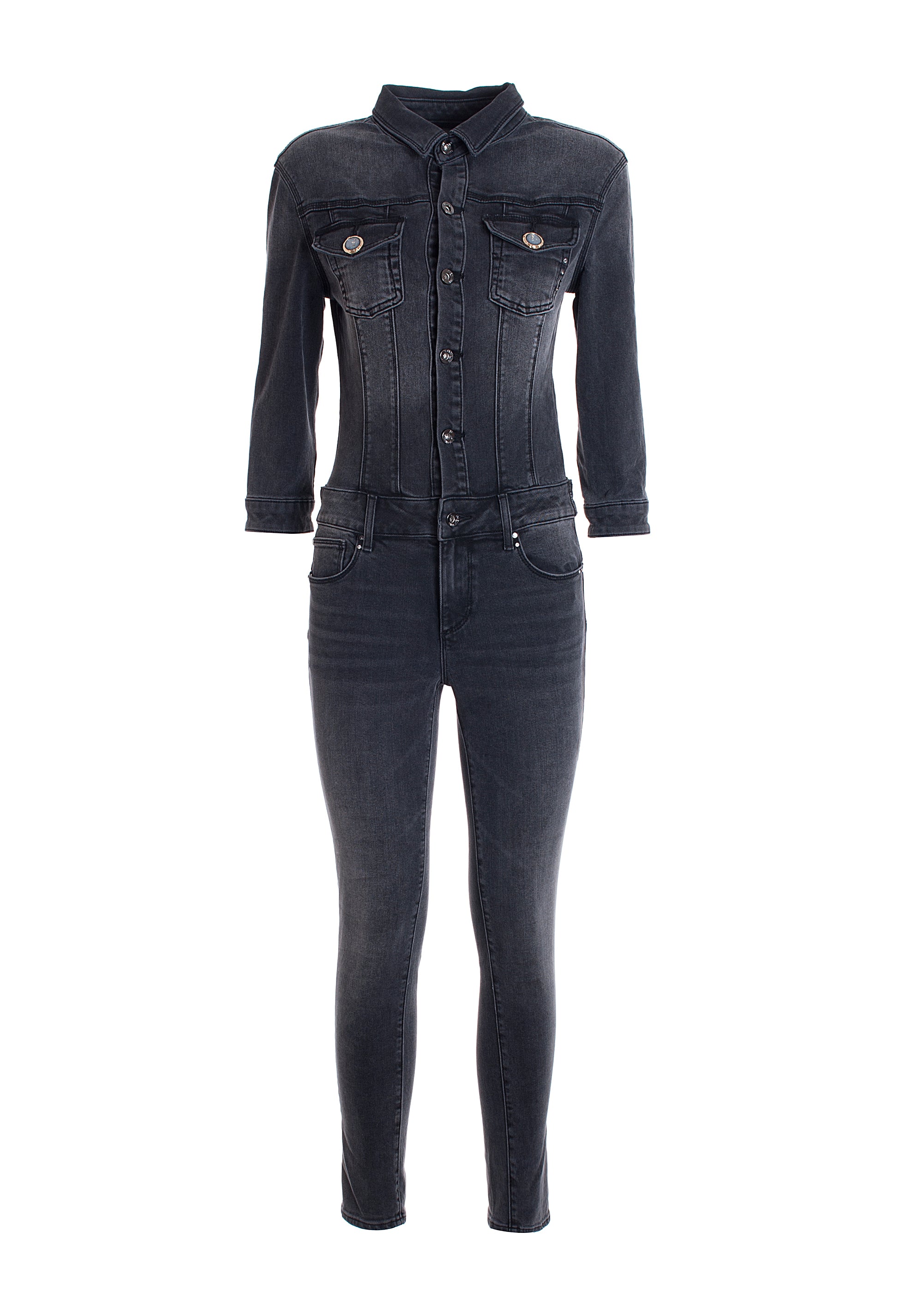 Jumpsuit tight fit, long, made in black denim with dark wash Fracomina FP21WO2003D40901-H21_06