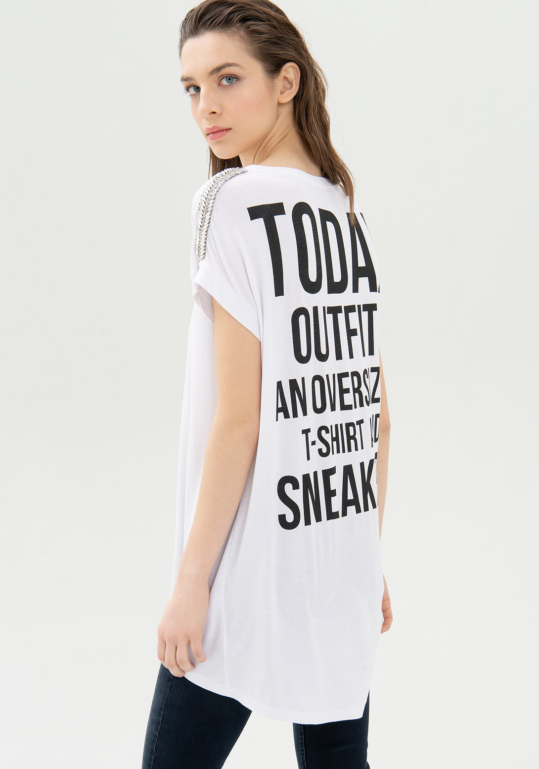 T-shirt wide fit made in viscose jersey with lettering print