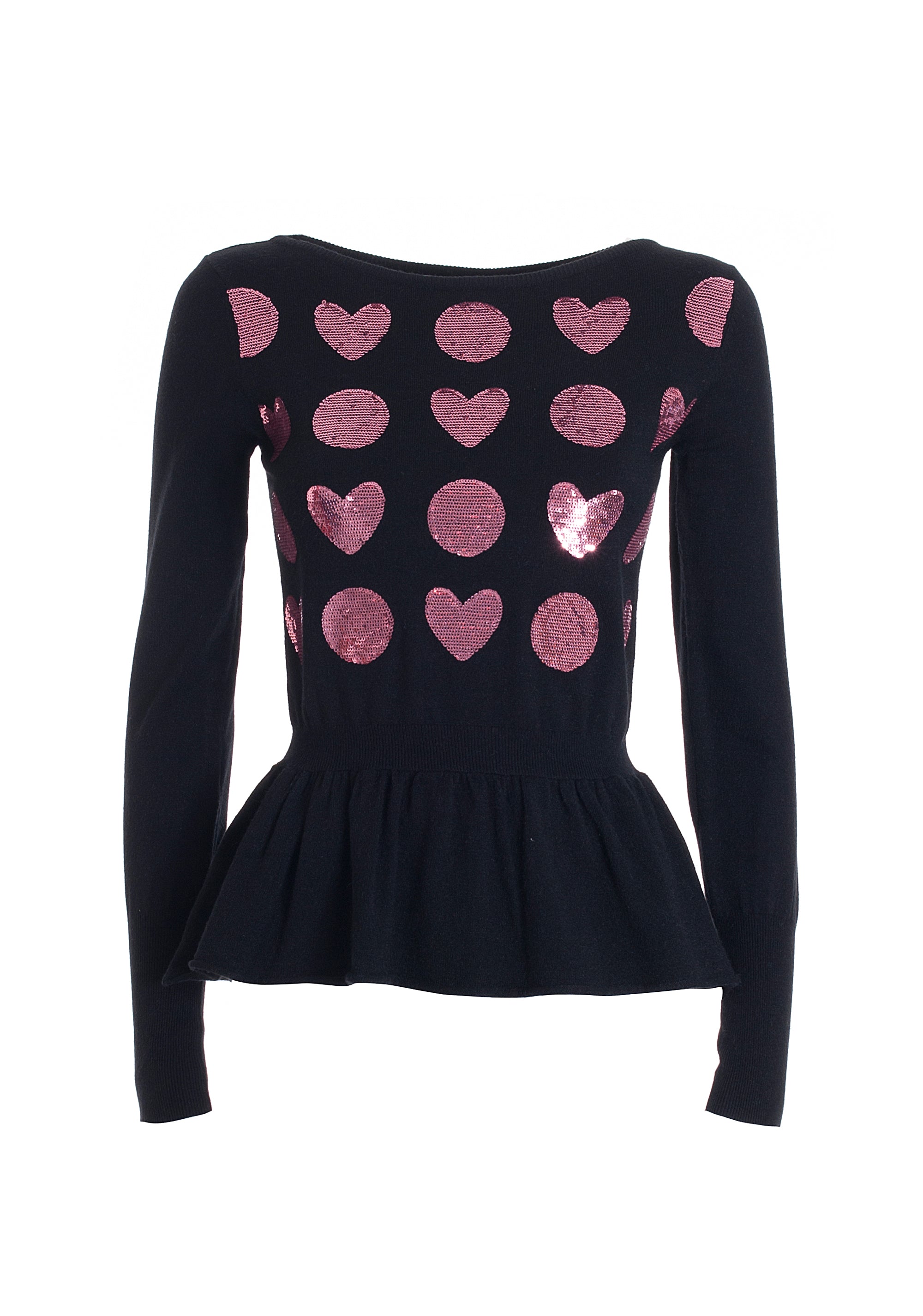 T-shirt tight fit made with heart shaped sequins pattern Fracomina FP21WT7017K46201-581_06