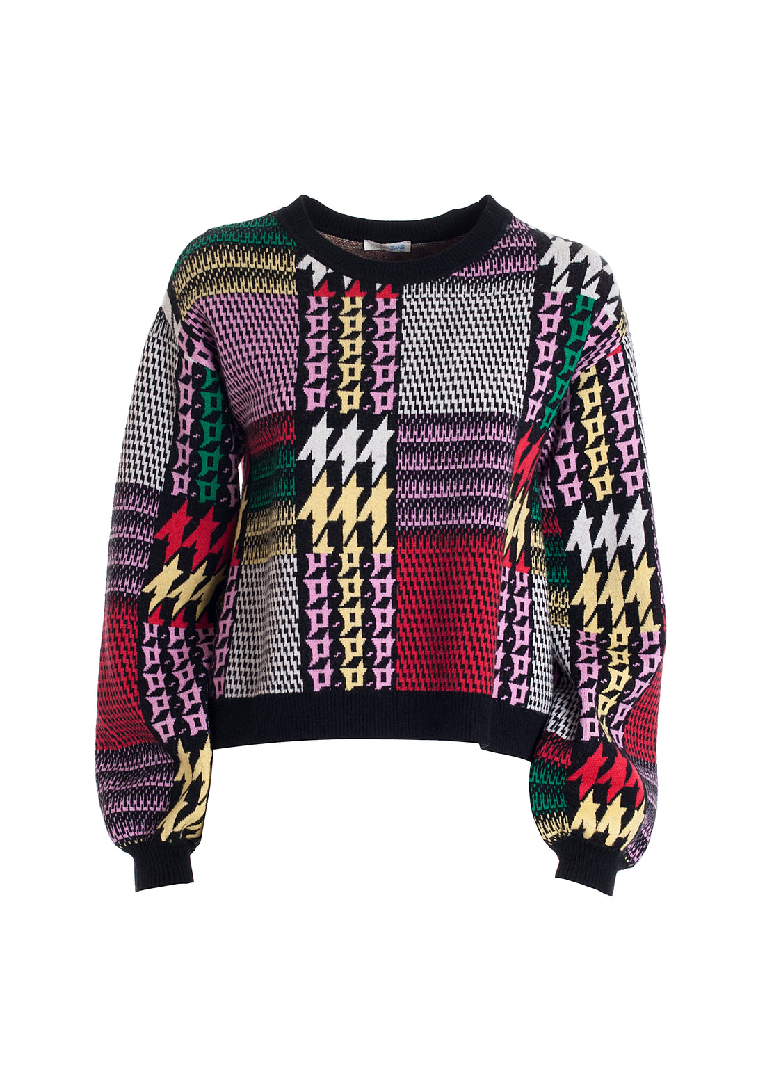 Knitwear regular fit with multicolor pied de poule jacquard effect