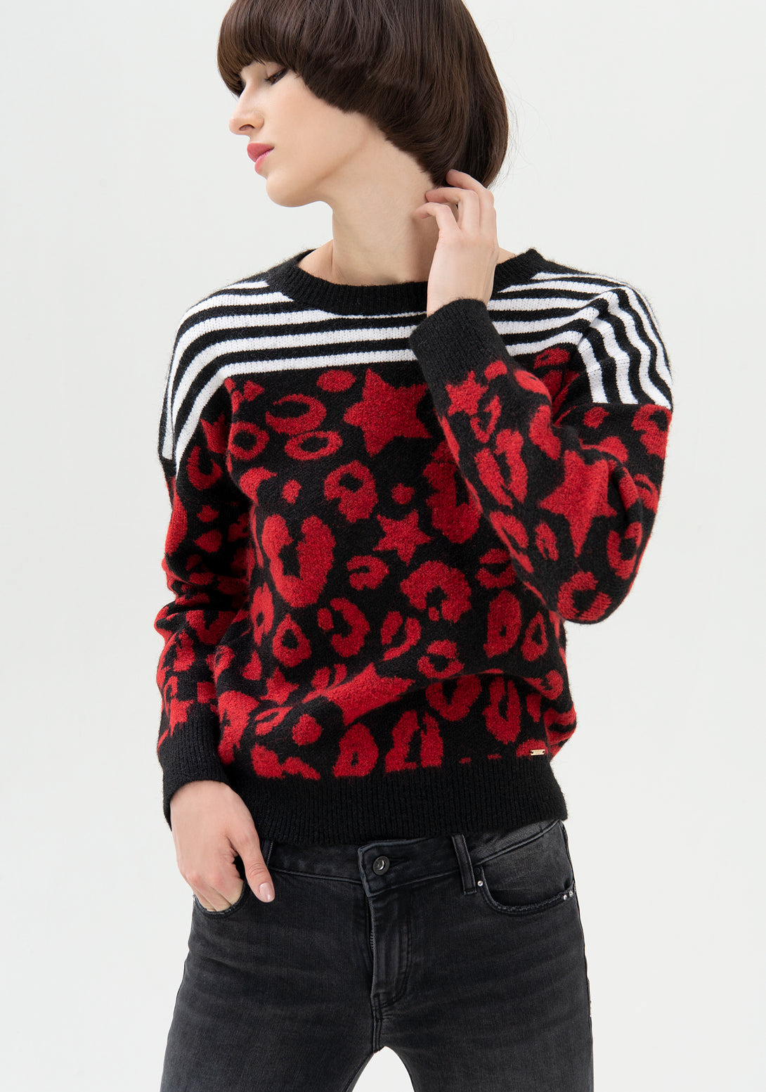 Knitwear regular fit with striped and animalier jacquard effect Fracomina FP21WT7055K466F8-B40