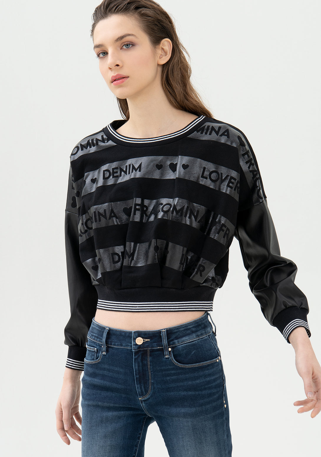 Sweater cropped with logo print Fracomina FP21WT9015F400N5-053