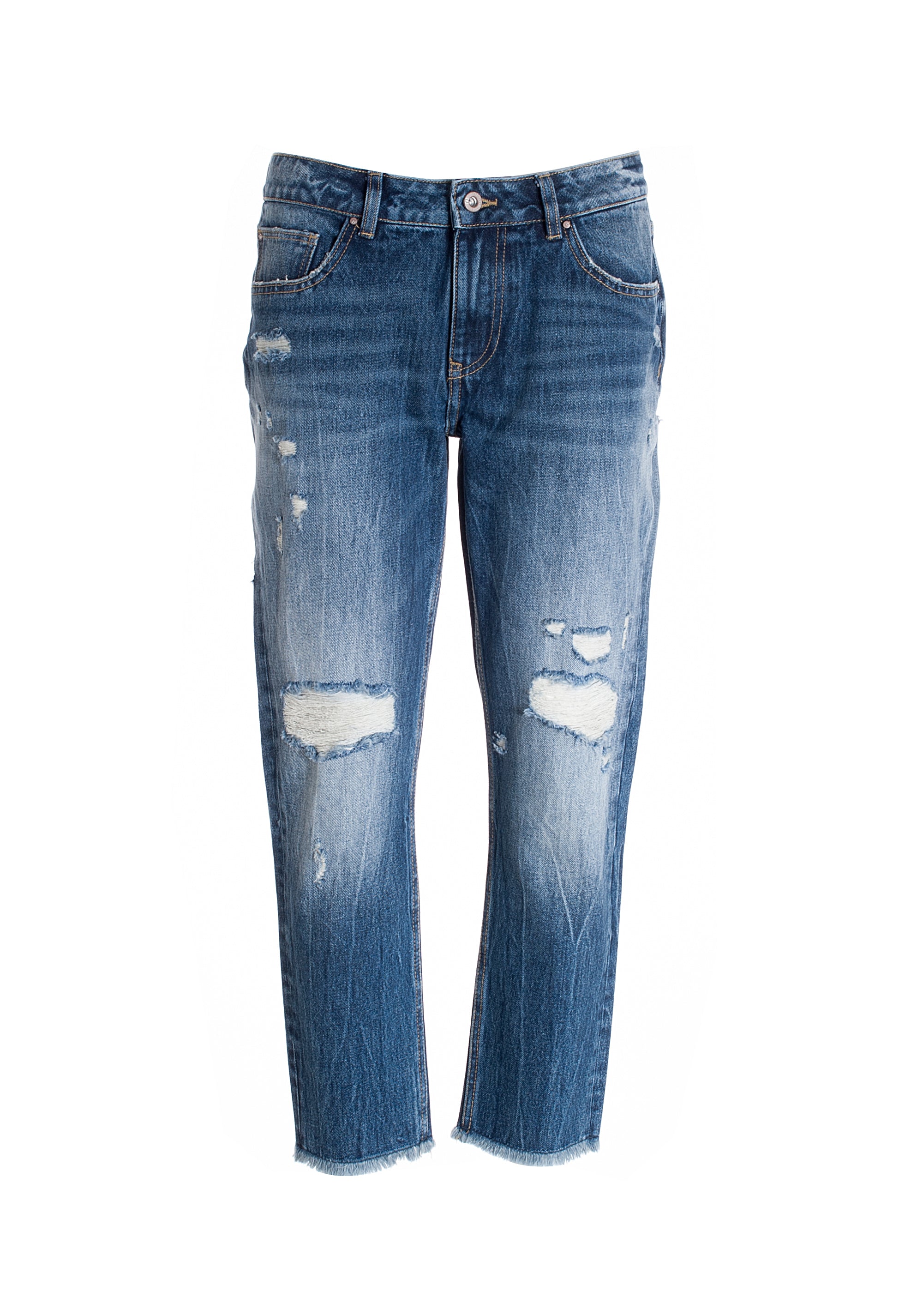 Jeans loose fit cropped made in denim with middle wash Fracomina FP21WV5001D400O1-437_06