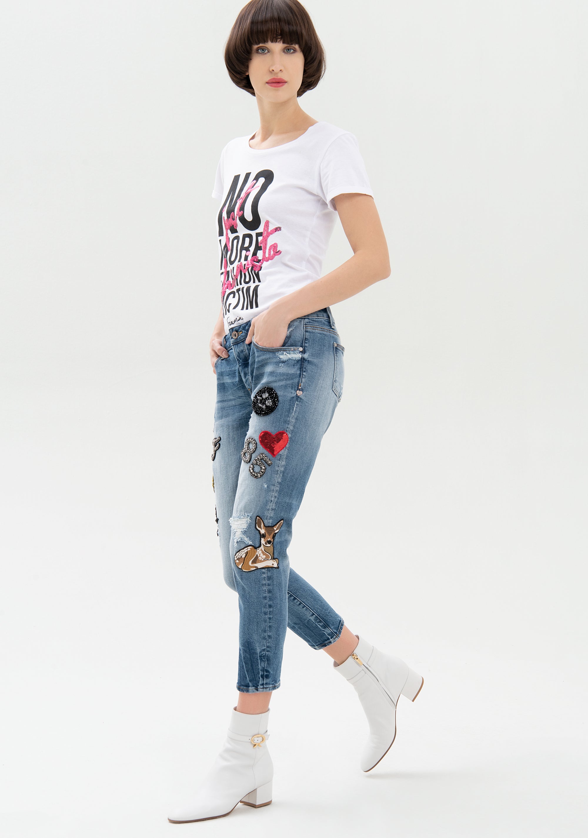 Jeans loose fit cropped made in denim with middle wash Fracomina FP21WV5001D40103-428_03