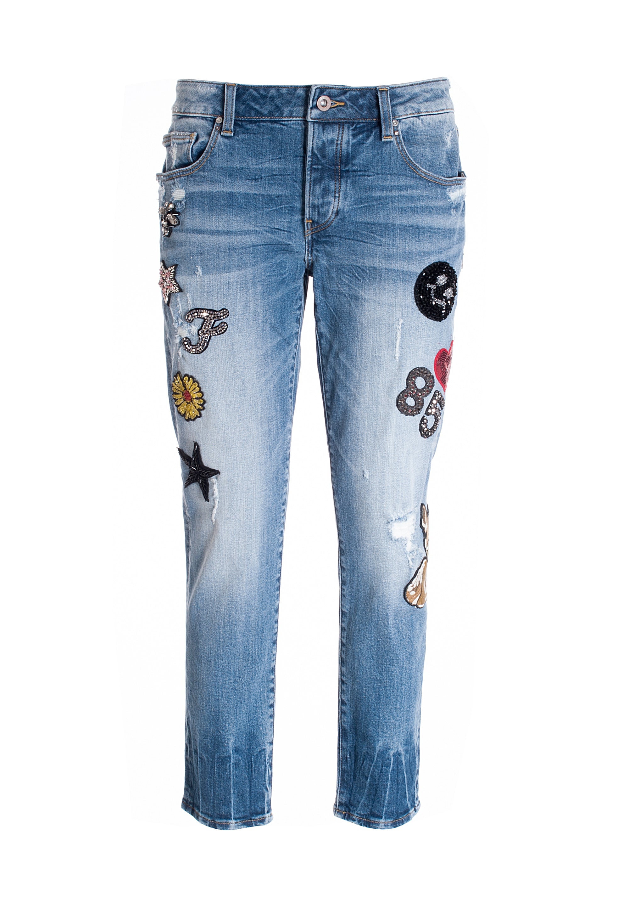 Jeans loose fit cropped made in denim with middle wash Fracomina FP21WV5001D40103-428_06