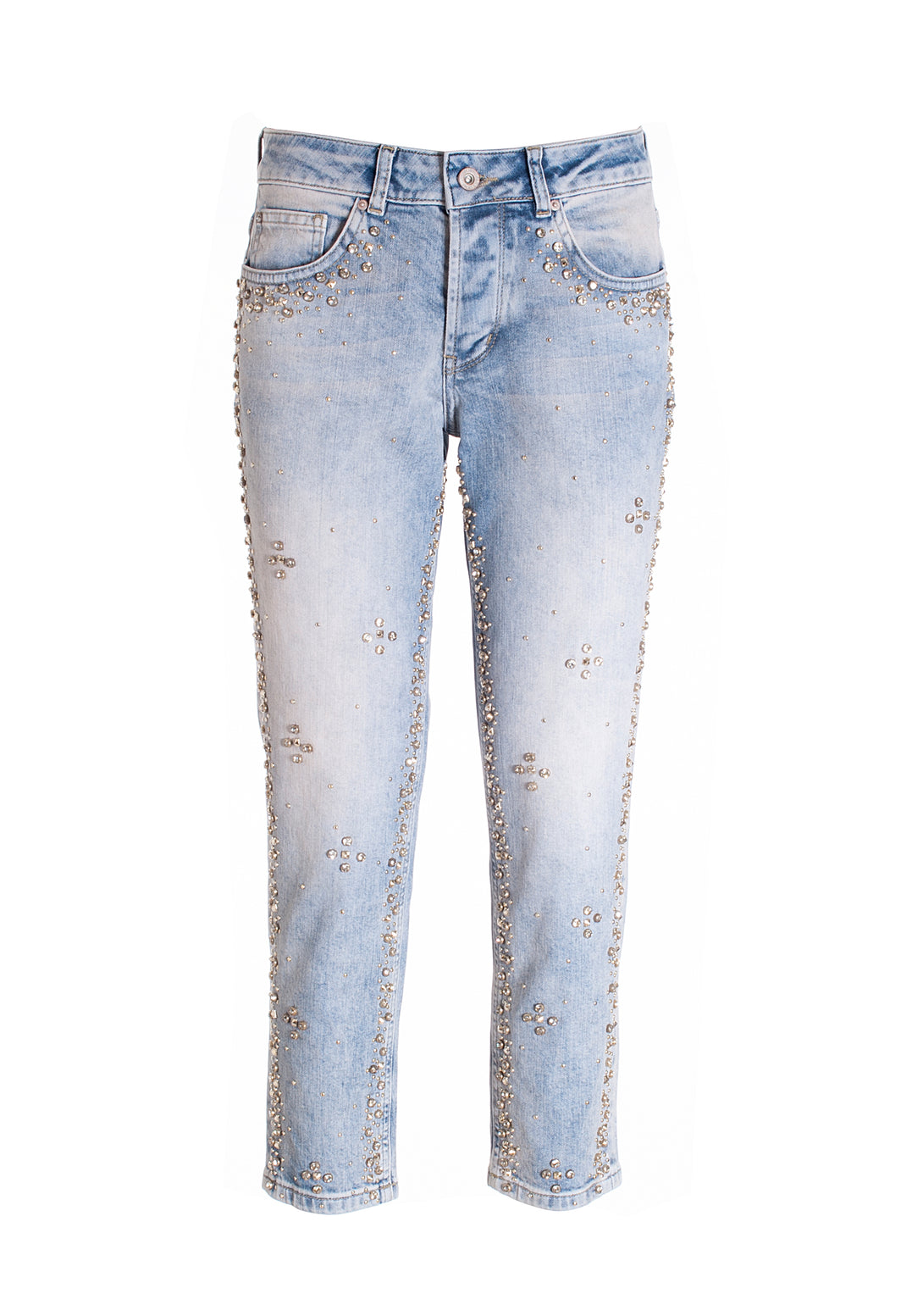 Jeans loose fit cropped made in denim with bleached wash