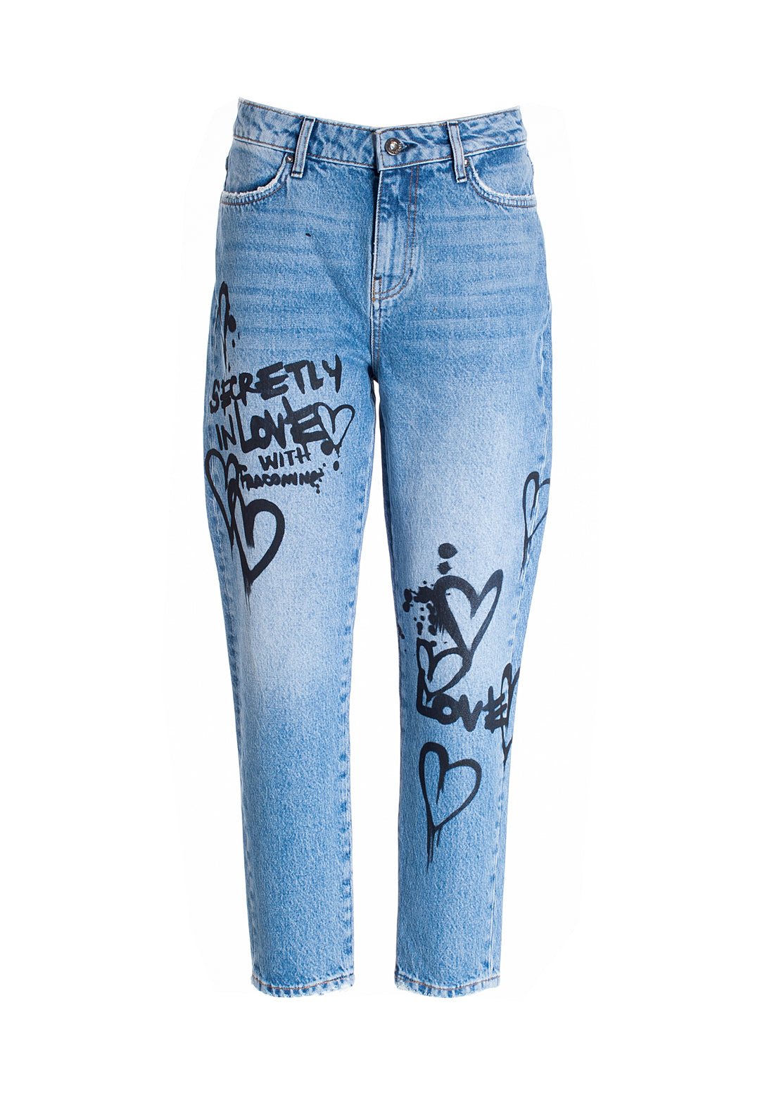 Jeans loose fit cropped made in denim with light wash