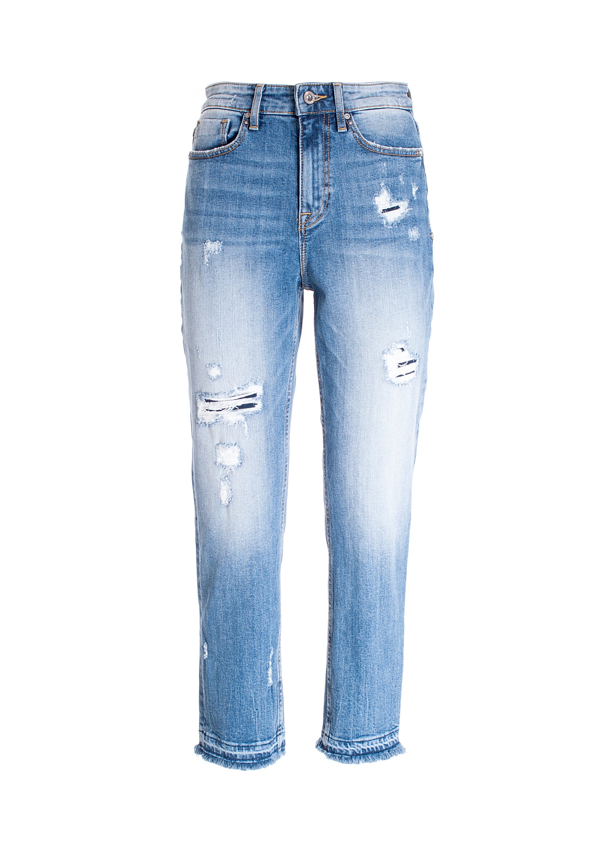 Jeans loose fit cropped made in denim with destroyed wash Fracomina FP21WV9001D401O1-437_06