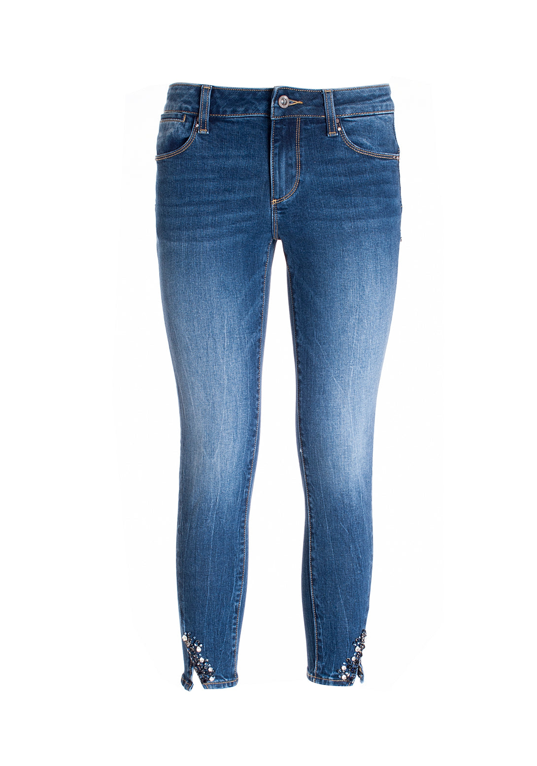 Jeans cropped with push-up effect made in denim with middle wash