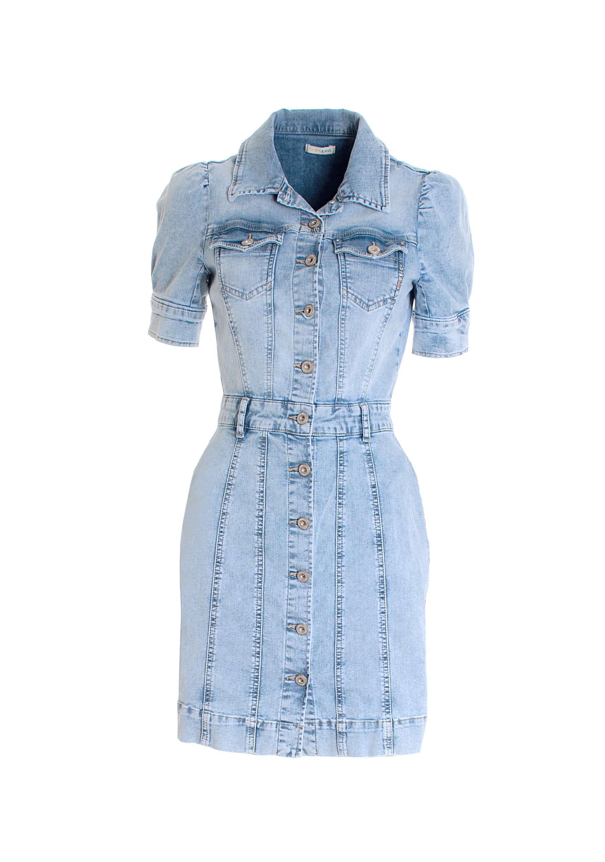 Chemisier dress tight fit made in denim with bleached wash Fracomina FP22SD4002D420P1-D34_6