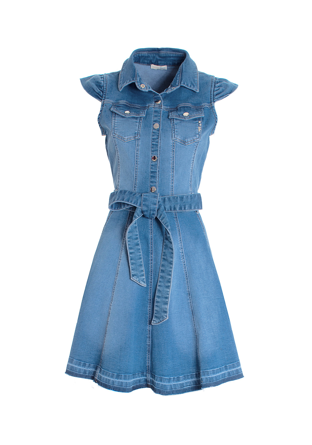 Chemisier dress with no sleeves made in denim with middle wash
