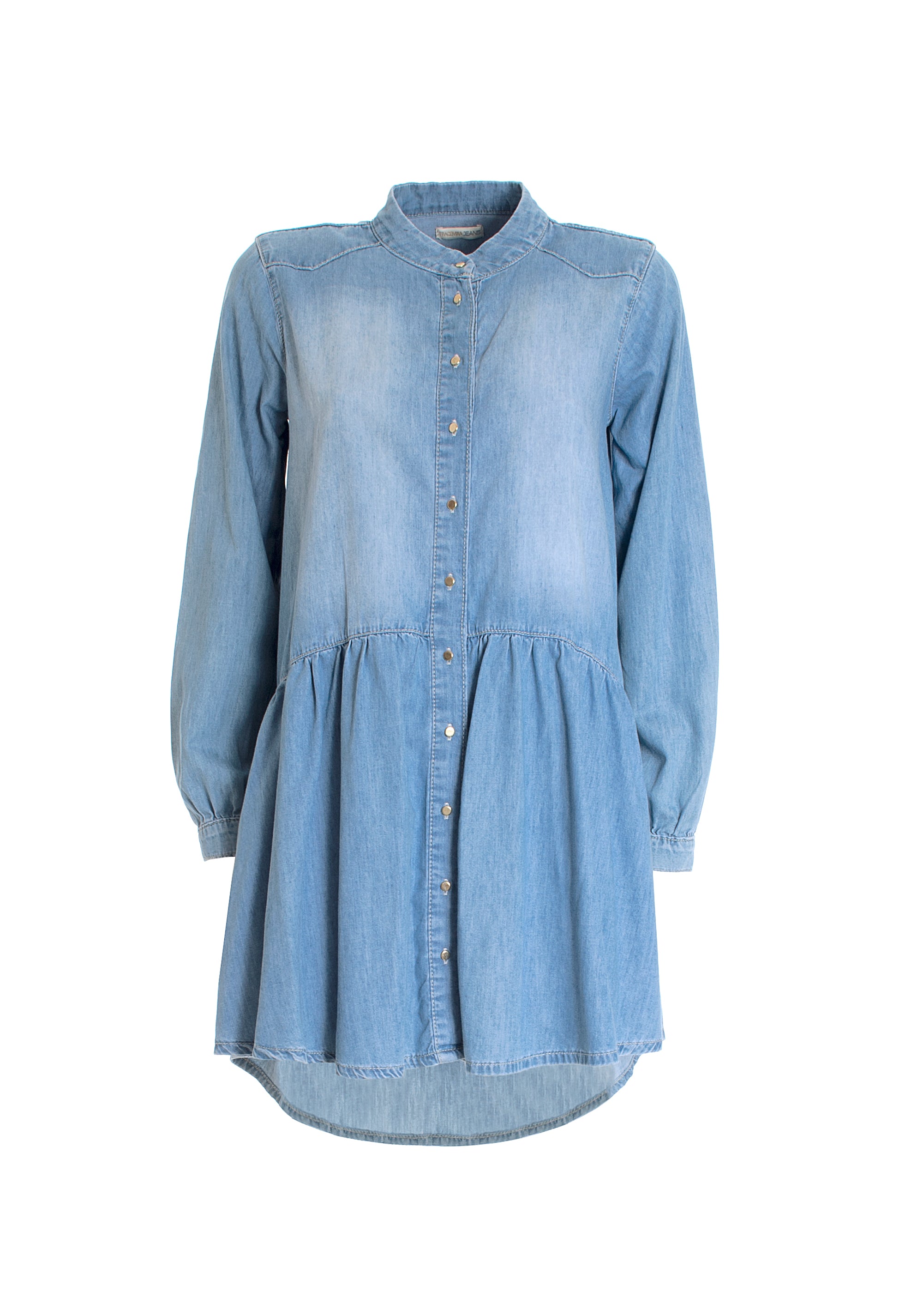 Chemisier dress with A-shape made in chambray Fracomina FP22SD4008D41702-602_6